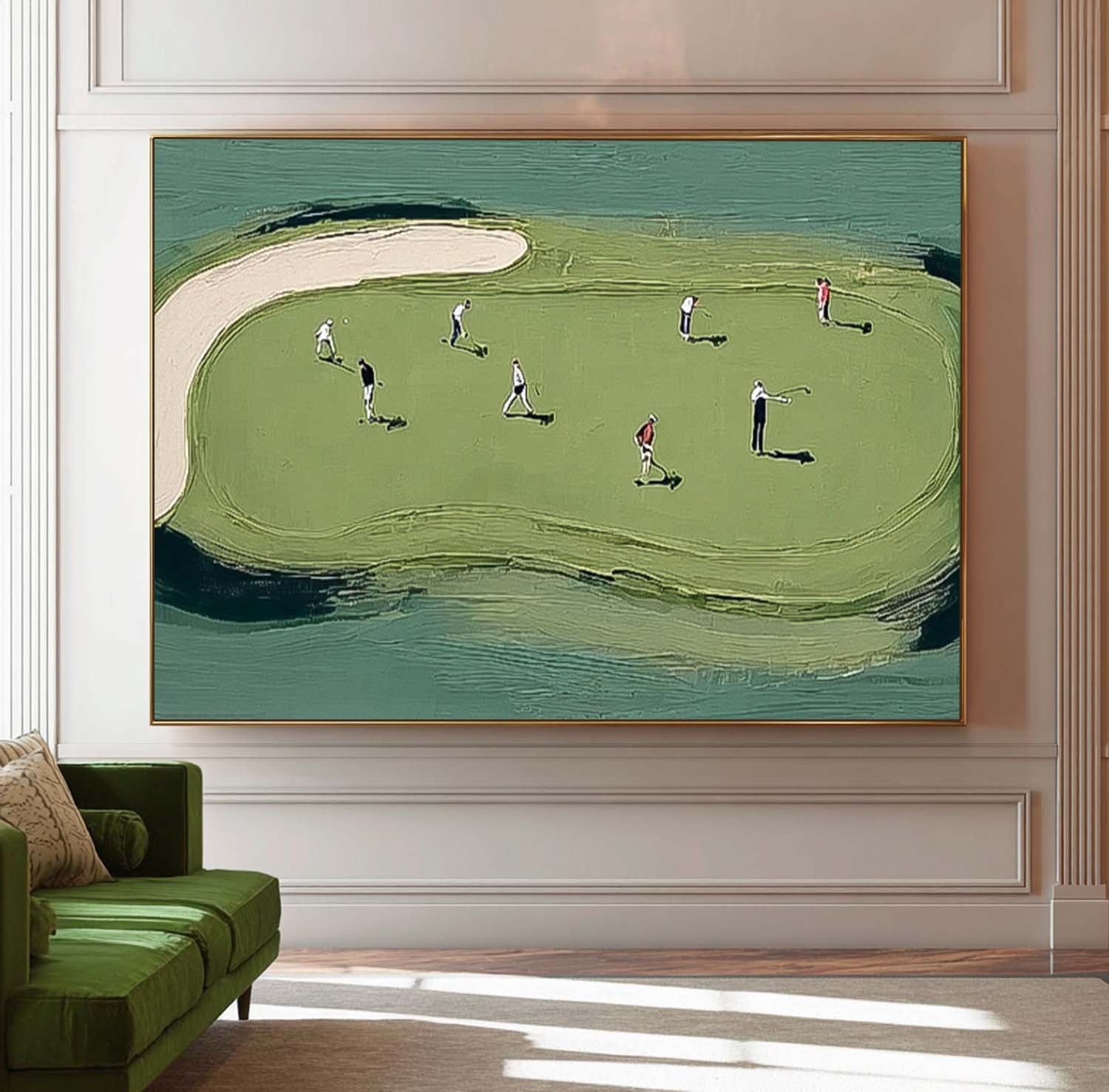 Modern Golf Artwork Contemporary Sport Decor Large Textured Multiplayer Golf Art Golf Lovers Gift