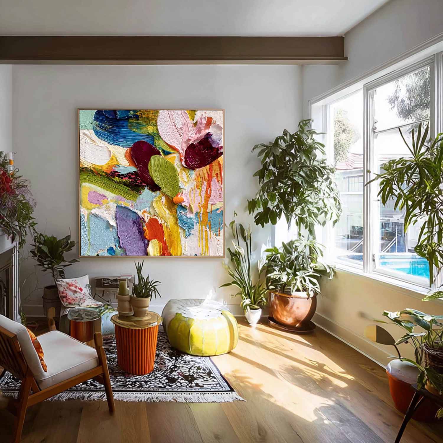 Colorful Texture Acrylic painting Original Scraper Oil Painting Abstract Large Wall Art Contemporary Art