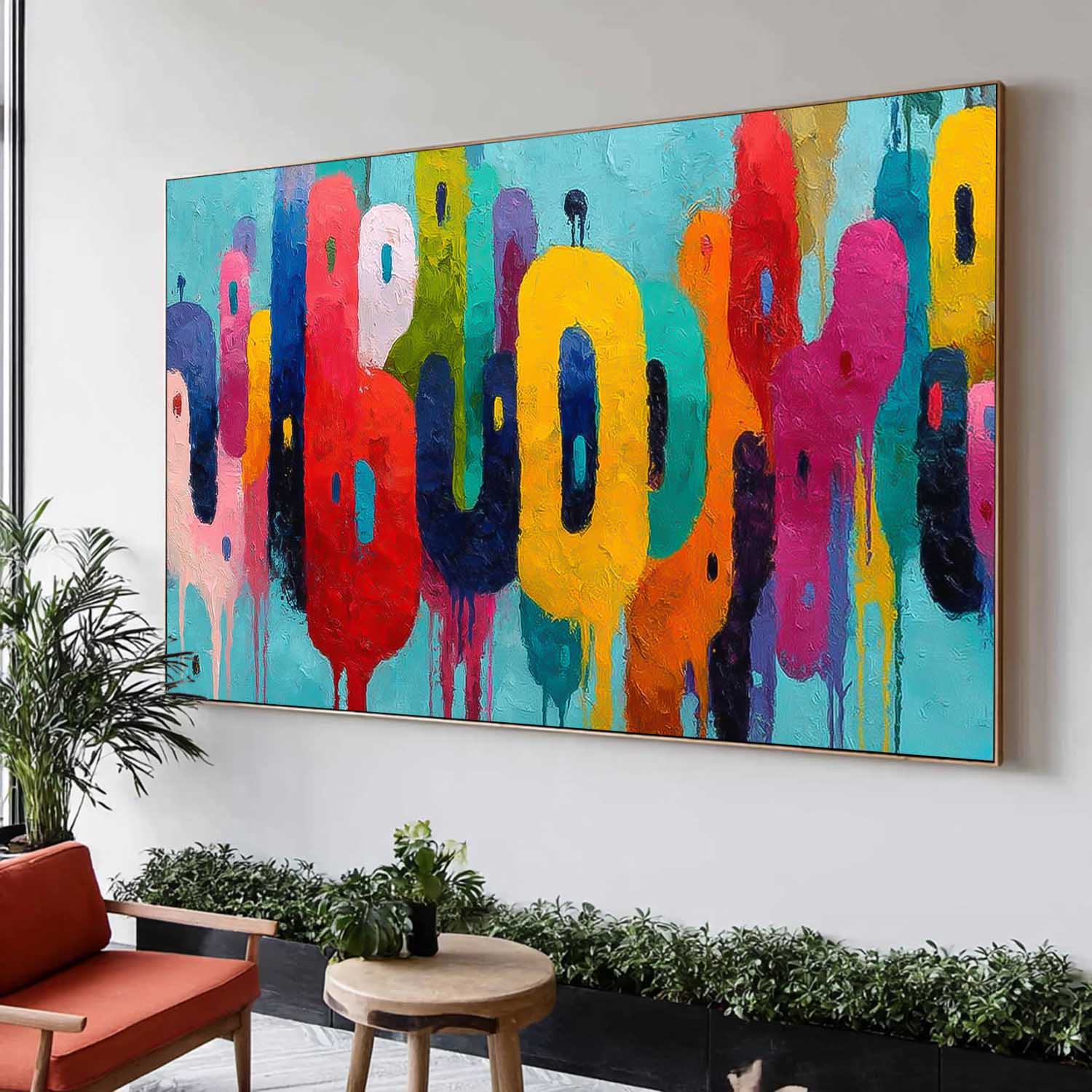 Modern Acrylic Painting Original Graffiti Letters Wall Art Colorful Texture Abstract Oil Painting
