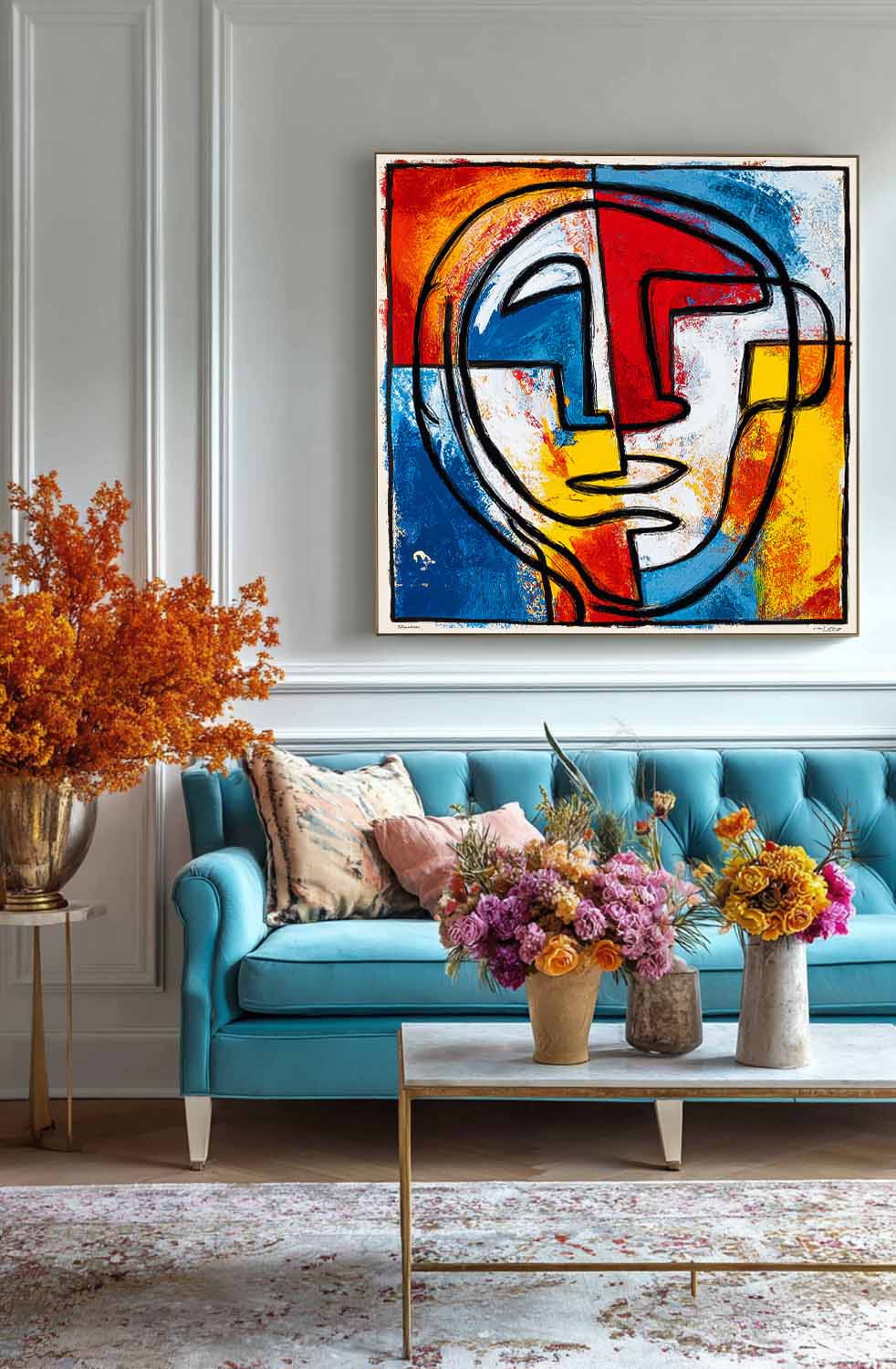 Large Graffiti Face Wall Art Abstract Portrait Oil Painting On Canvas Original Colorful Face Painting