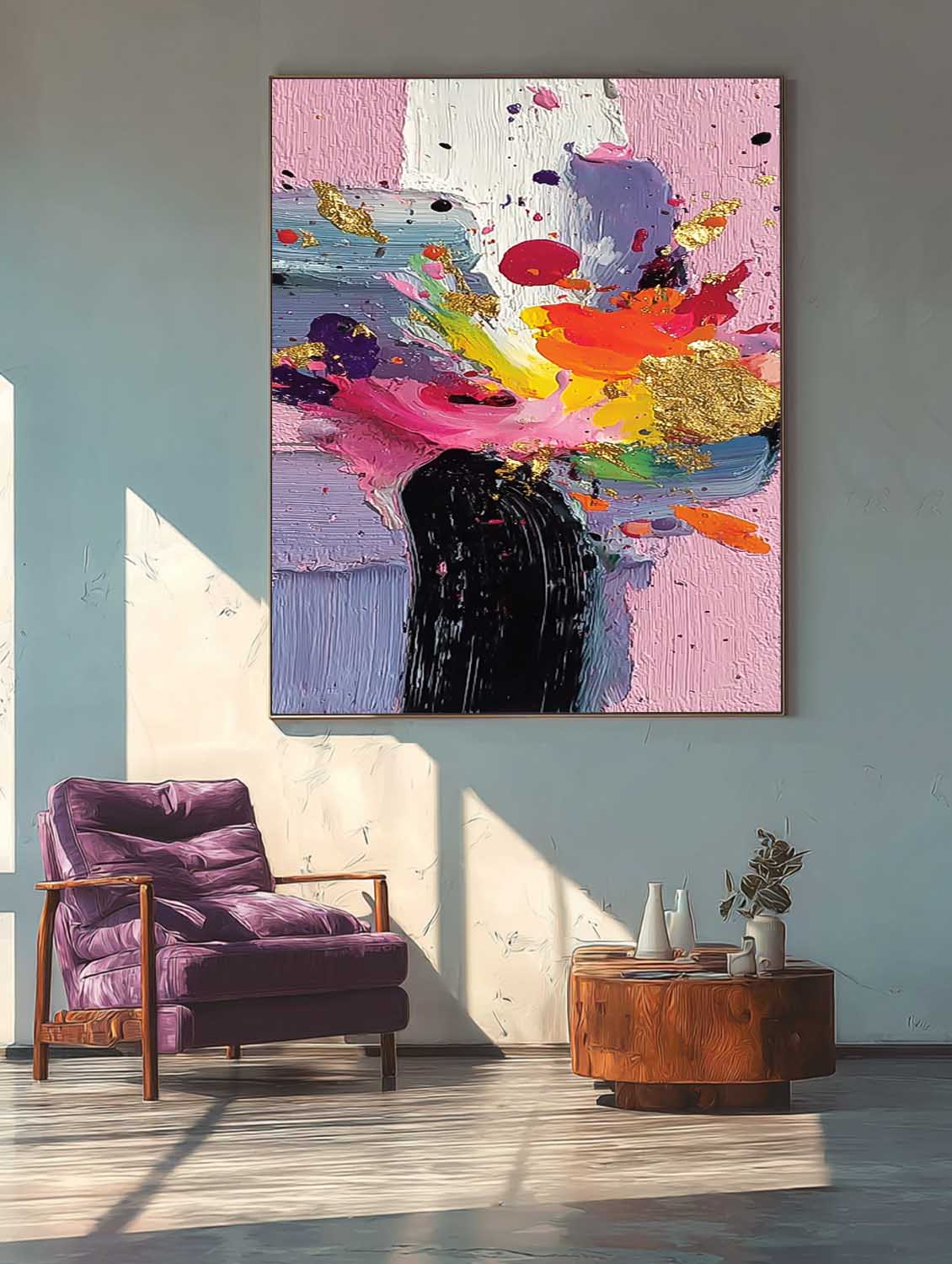 Original Spray Painting Bright Texture Acrylic painting Abstract Large Wall Art Fashion Art For Living Room