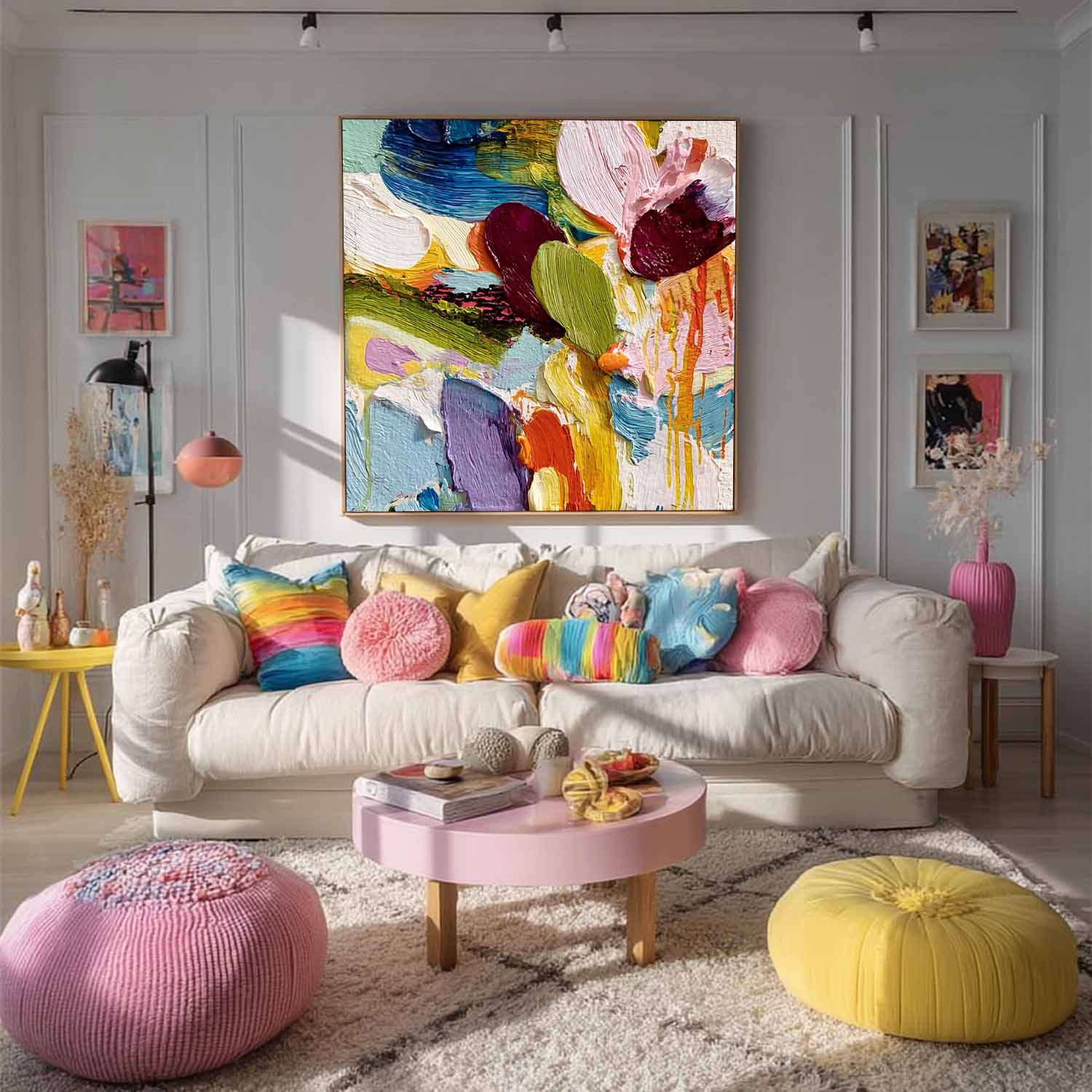 Colorful Texture Acrylic painting Original Scraper Oil Painting Abstract Large Wall Art Contemporary Art