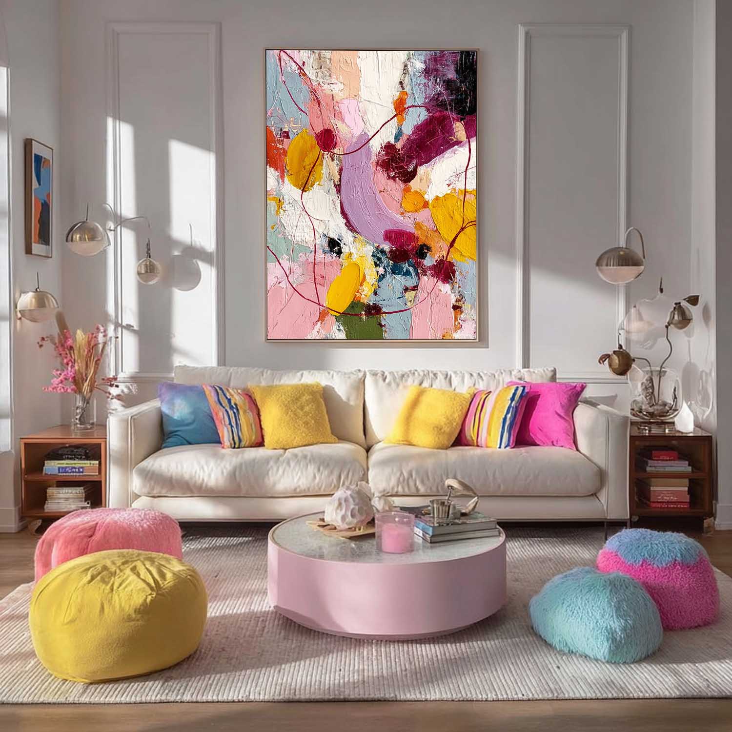 Original Scraper Oil Painting Color Texture Acrylic painting Abstract Large Graffiti Wall Art Fashion Art