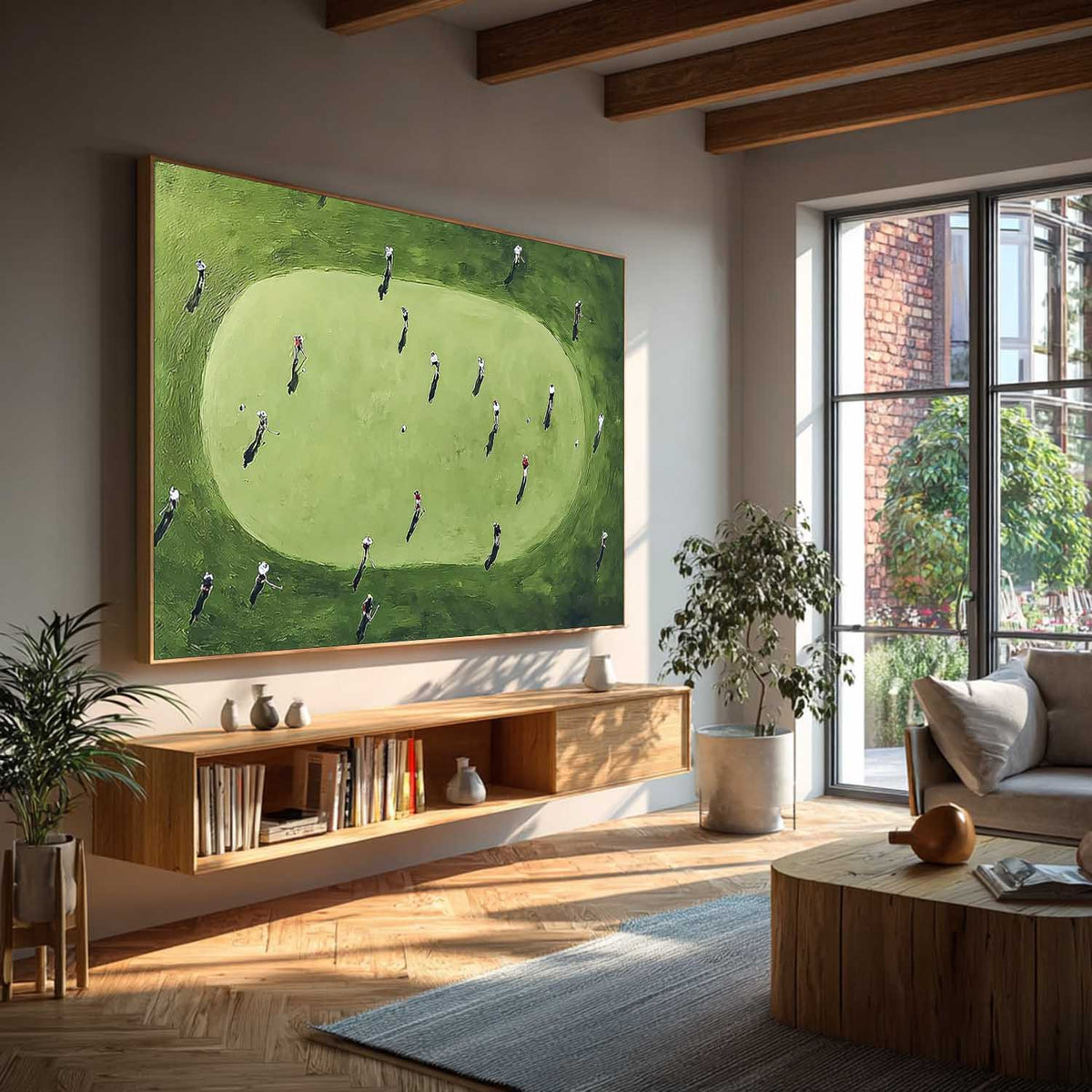 Textured Large Football Court Painting Canvas Abstract Football Sports Wall Art Football Lovers Gift