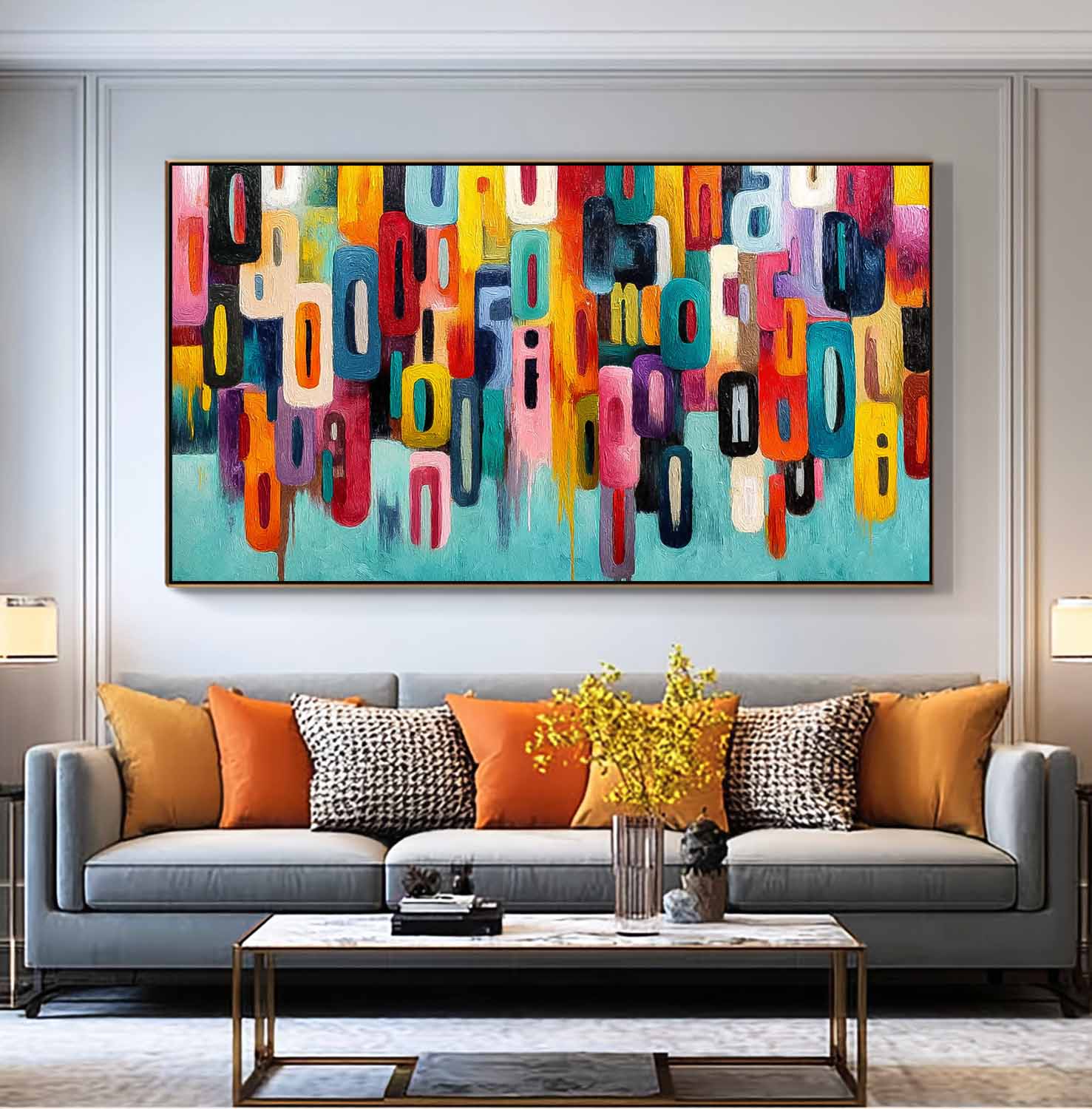 Modern Acrylic Painting Original Graffiti Wall Art Colorful Texture Abstract Oil Painting Home Decor