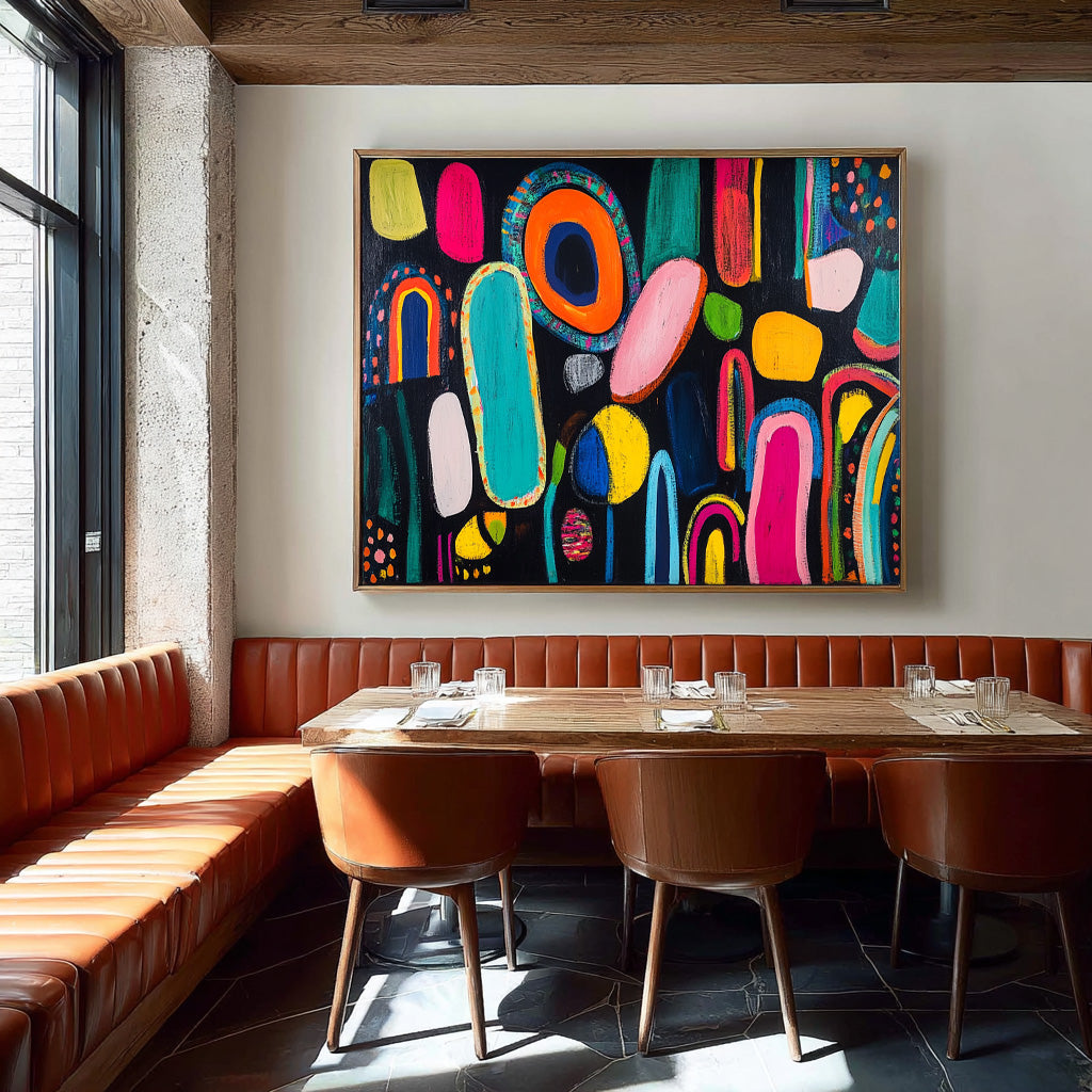 Modern Colorful Artwork Abstract Graffiti Oil Painting Original Irregular Geometric Circles Wall Art