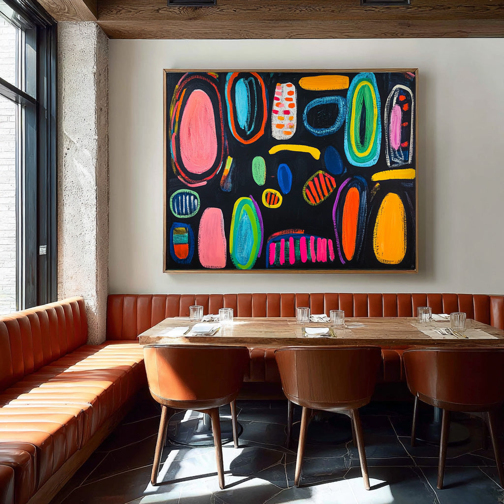 Original Irregular Geometric Circles Wall Art Modern Colorful Artwork Abstract Graffiti Oil Painting