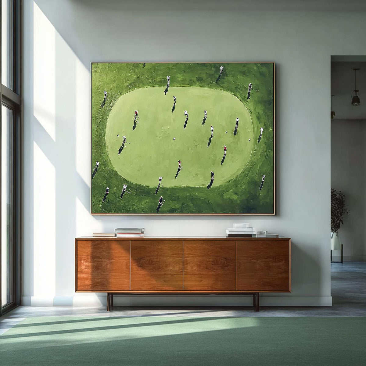 Textured Large Football Court Painting Canvas Abstract Football Sports Wall Art Football Lovers Gift