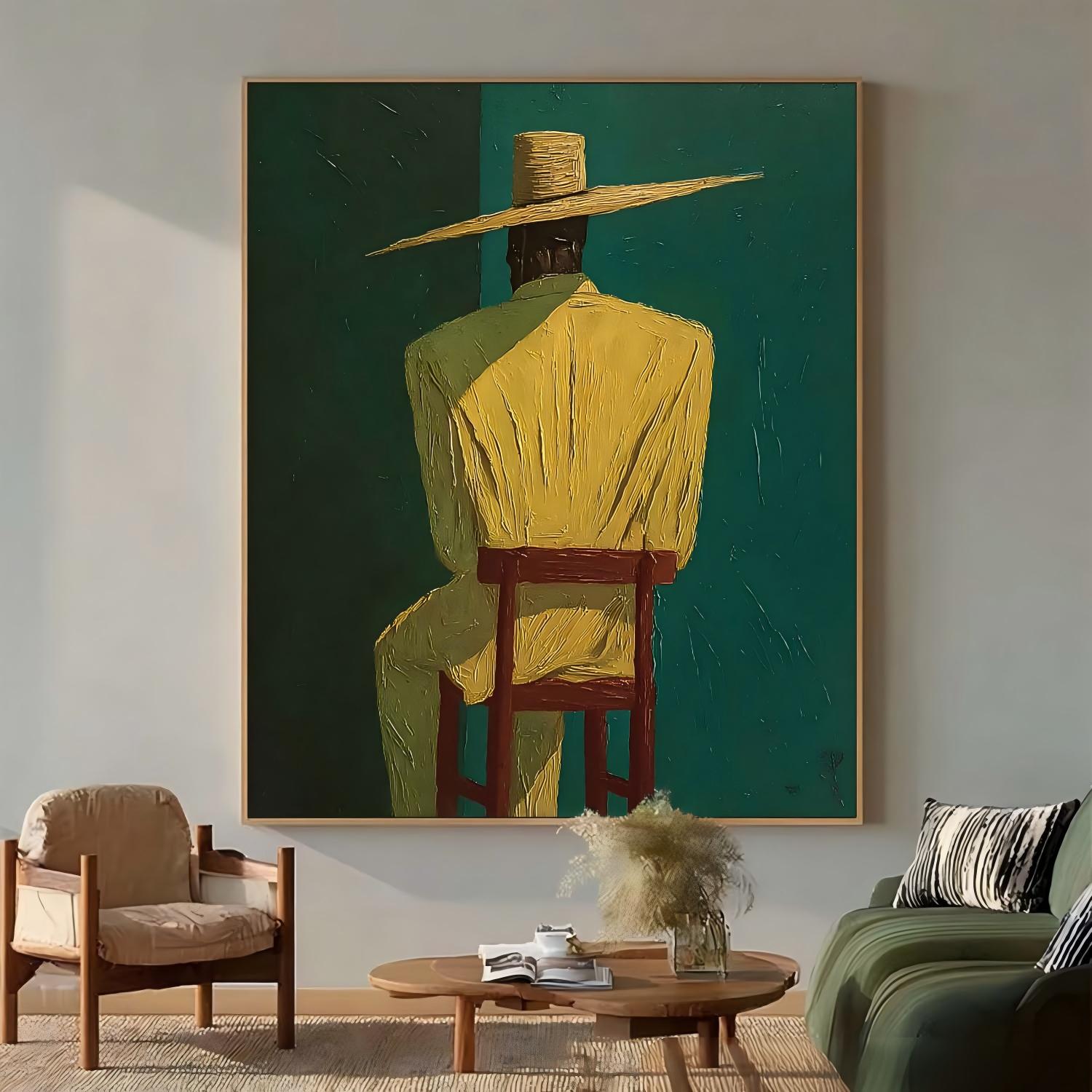 Romantic Figurative Art Palette Knife Acrylic Painting Surrealist Man Oil Painting Large Figure Wall Art Decor