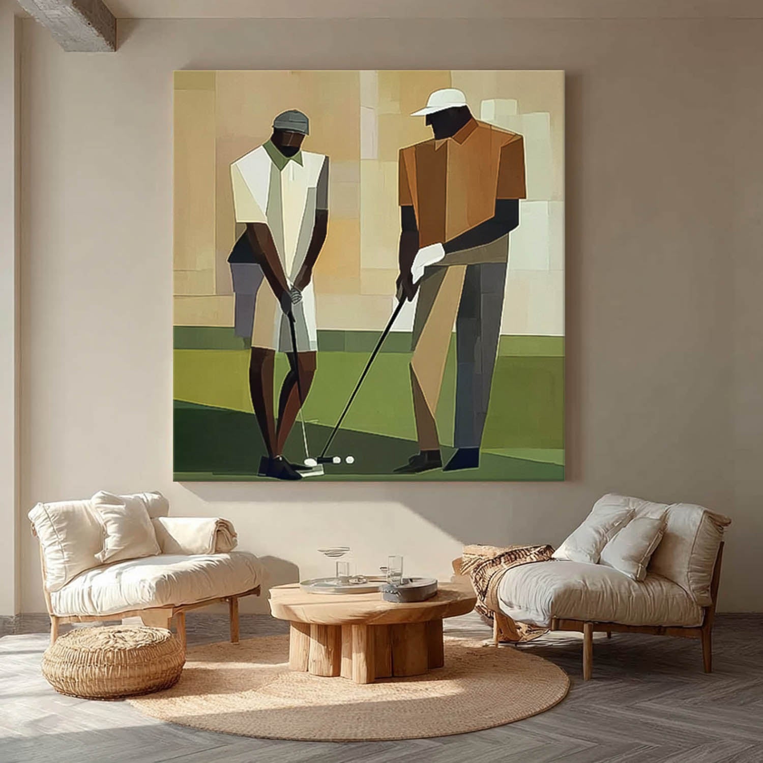 Square Textured Golf Art Modern Golf Artwork Unique Art Contemporary Sport Decor Golf Lovers Gift