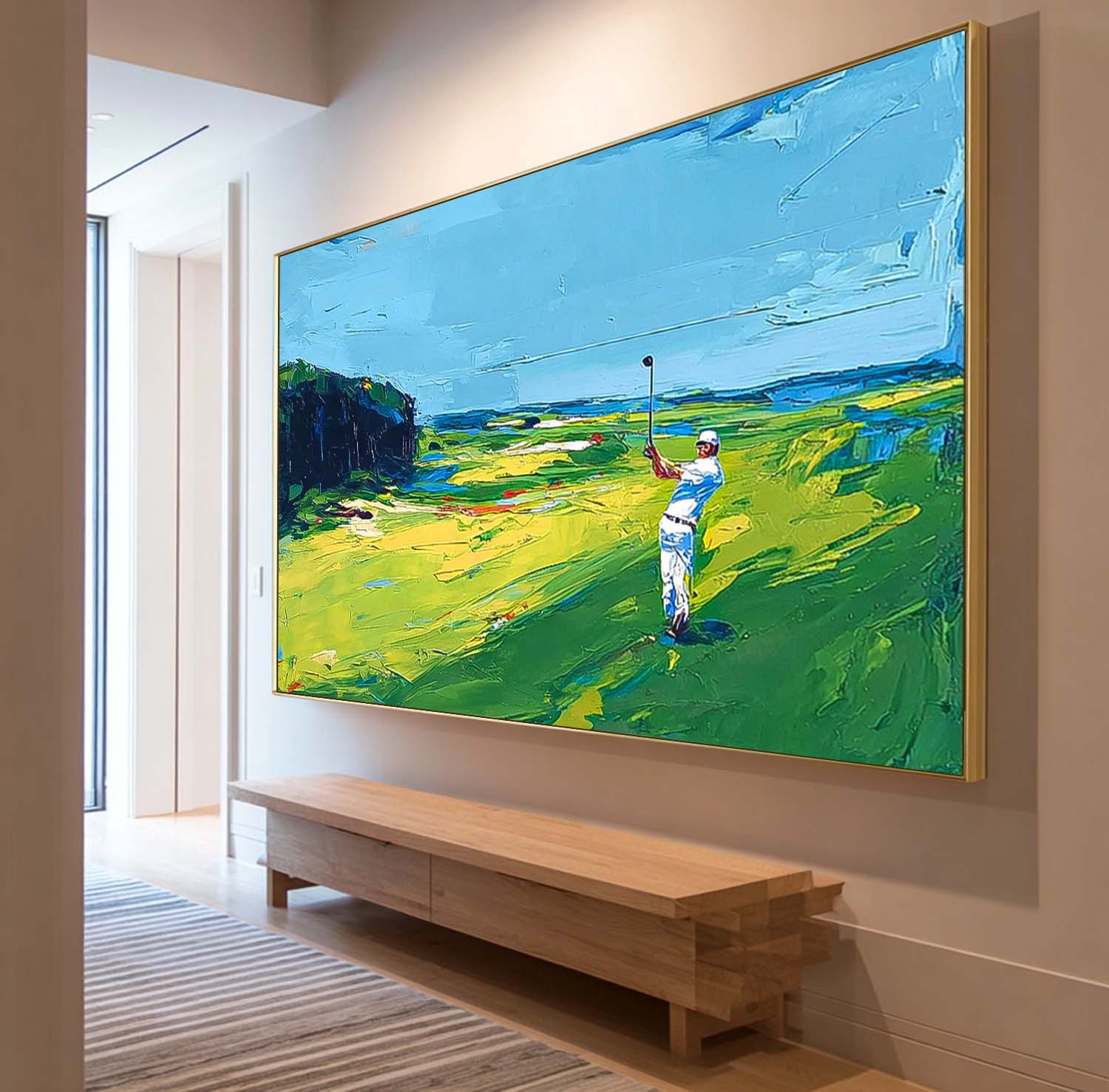Original Textured Green Golf Course Art Contemporary Sport Decor Modern Golf Artwork Golf Lovers Gift