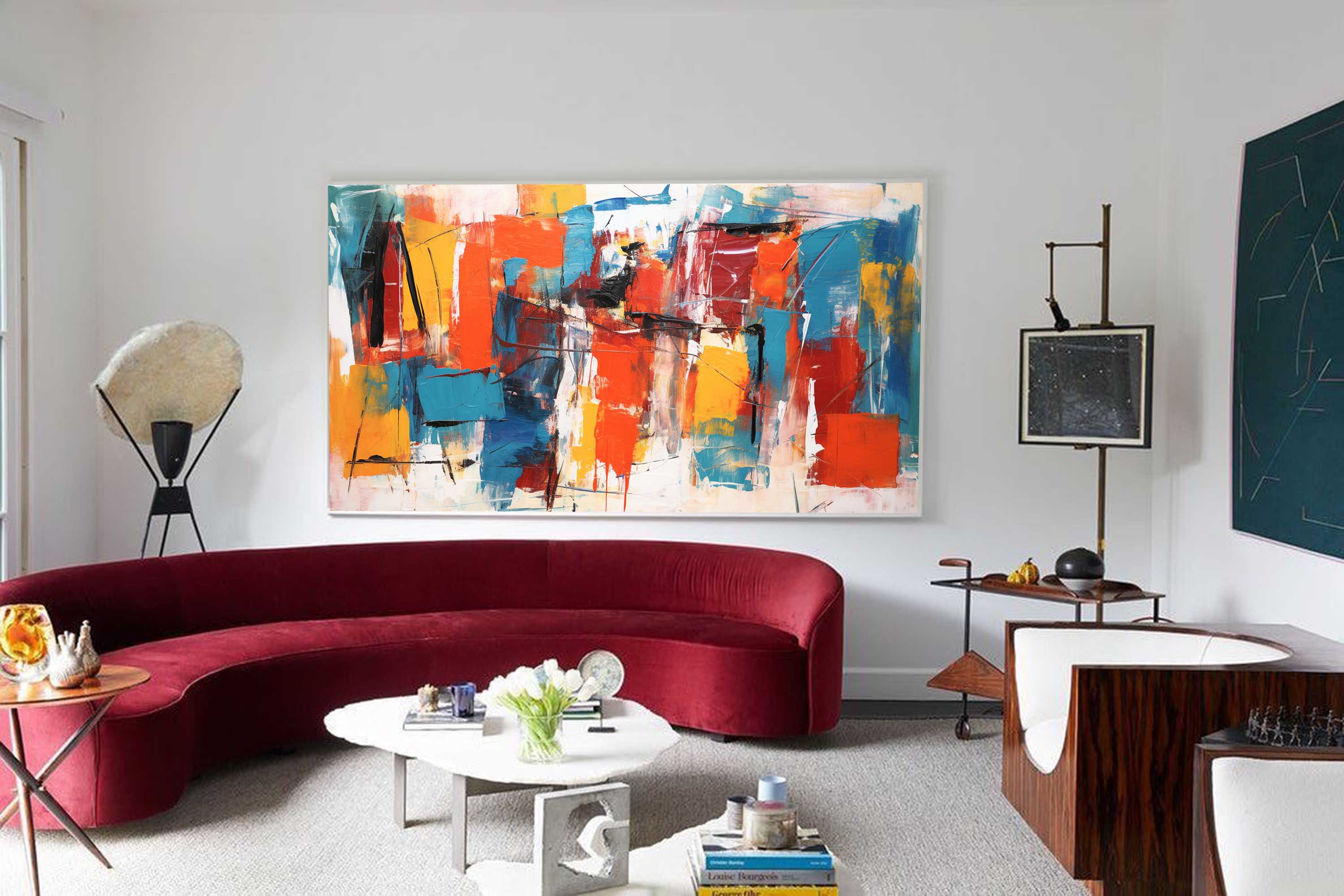Bright Colorful Acrylic Painting Textured Original Oil Painting On Canvas Large Modern Abstract Urban Living Room Wall Art