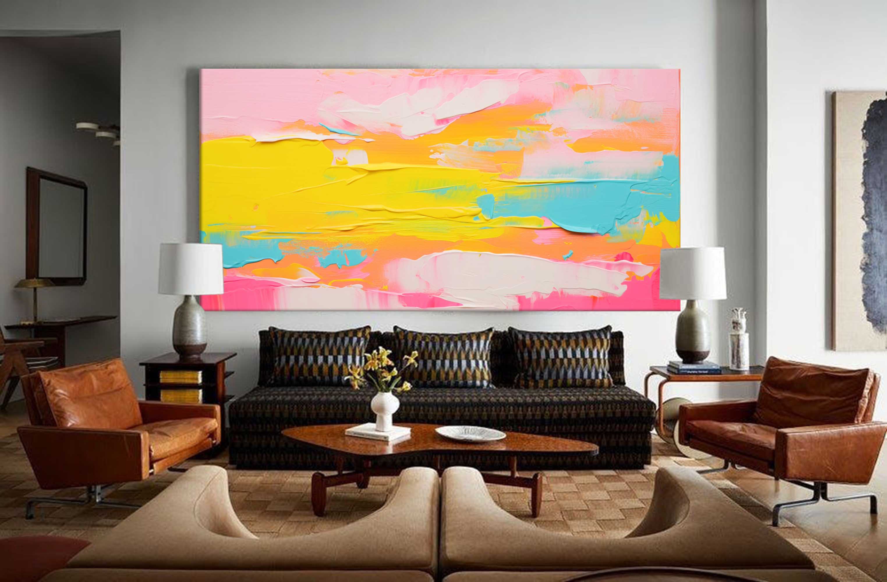 Large Bright Colorful Acrylic Painting Original Oil Painting On Canvas Modern Abstract Living Room Wall Art