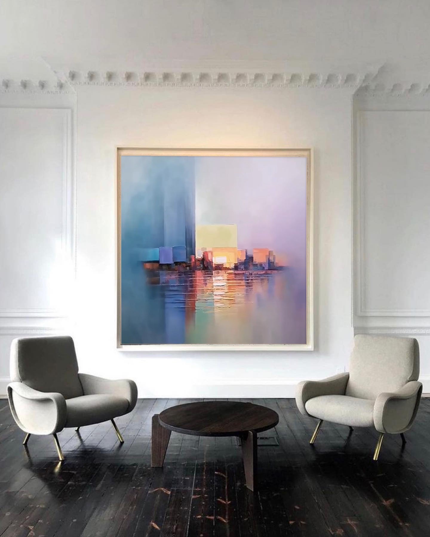 Colorful Modern Abstract Cityscape Oil Painting Large Texture Painting On Canvas Blue and purple Wall Art Home Decor