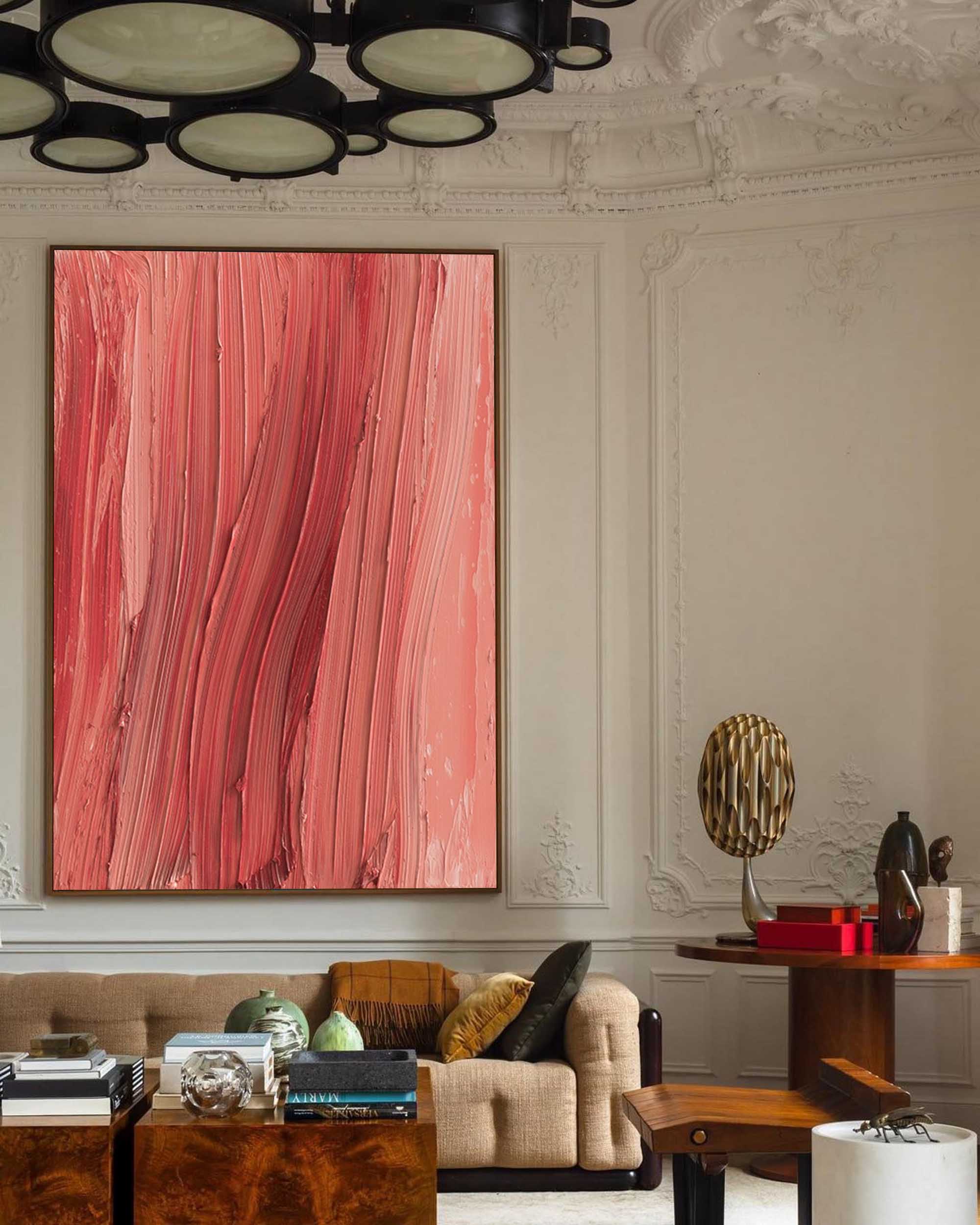 Red Texture Minimalist Oil Painting On Canvas Large Abstract Acrylic Painting Original Wall Art Home Decor