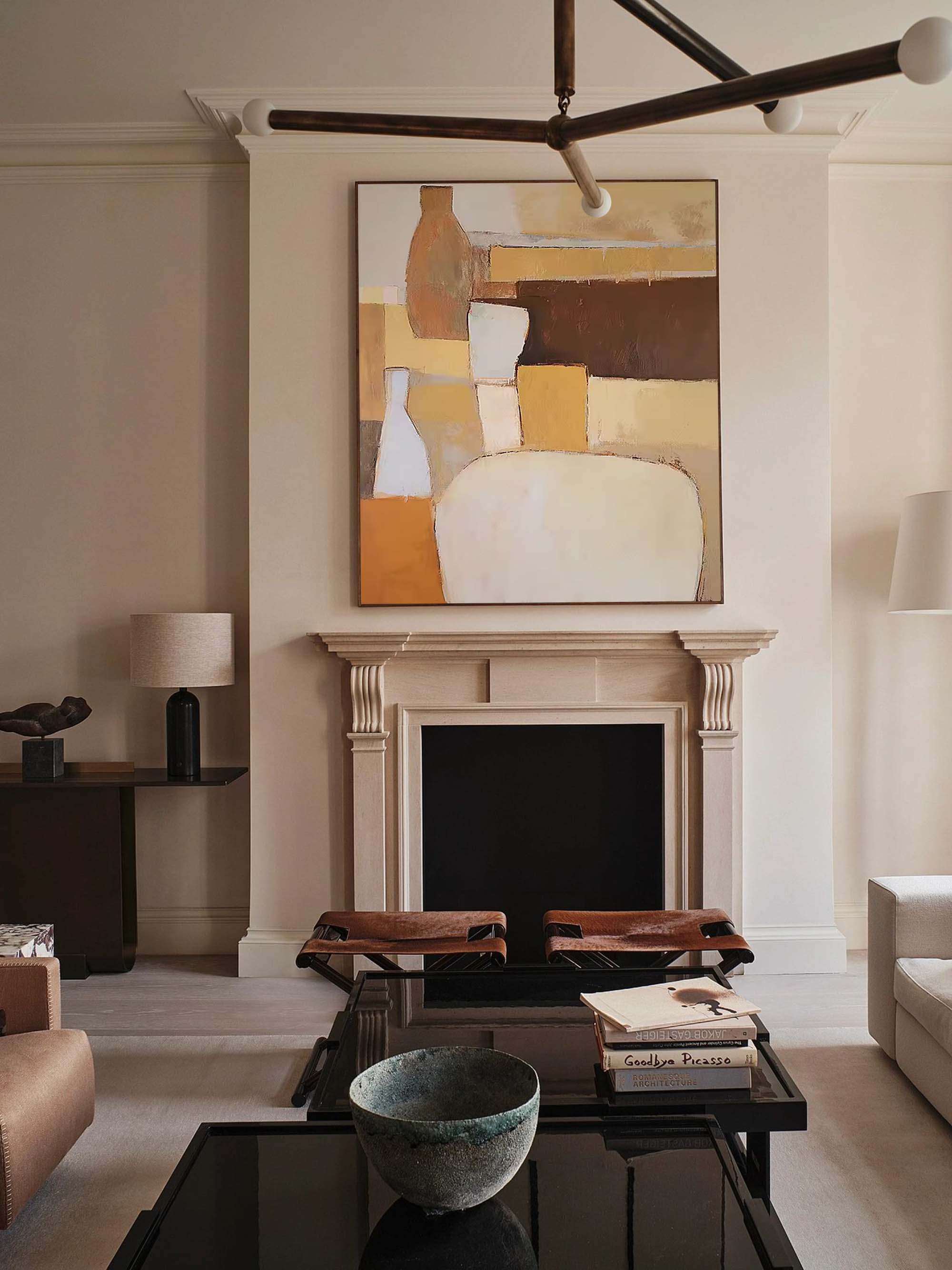 Original Abstract Oil Painting On Canvas Geometric Large Composition Artwork Framed Living Room Decor