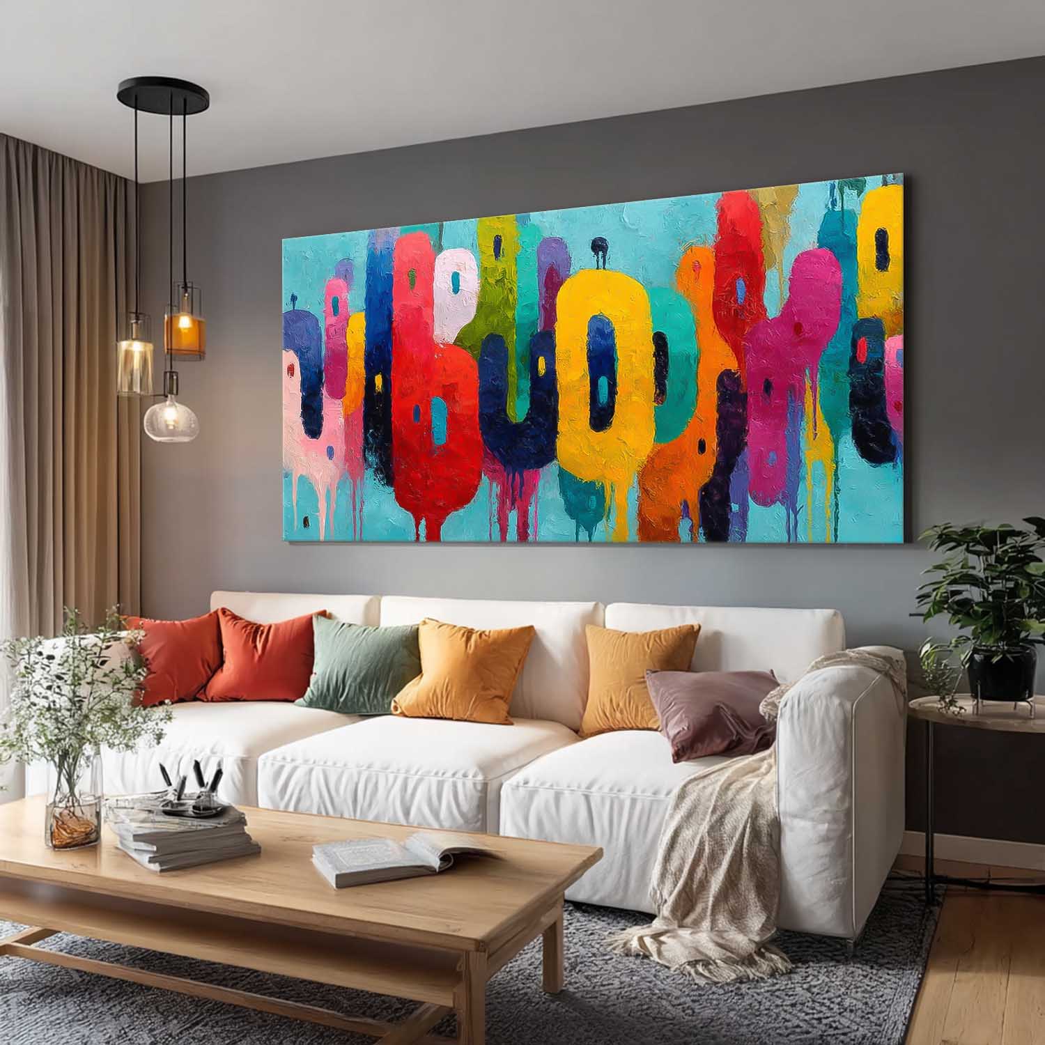 Modern Acrylic Painting Original Graffiti Letters Wall Art Colorful Texture Abstract Oil Painting