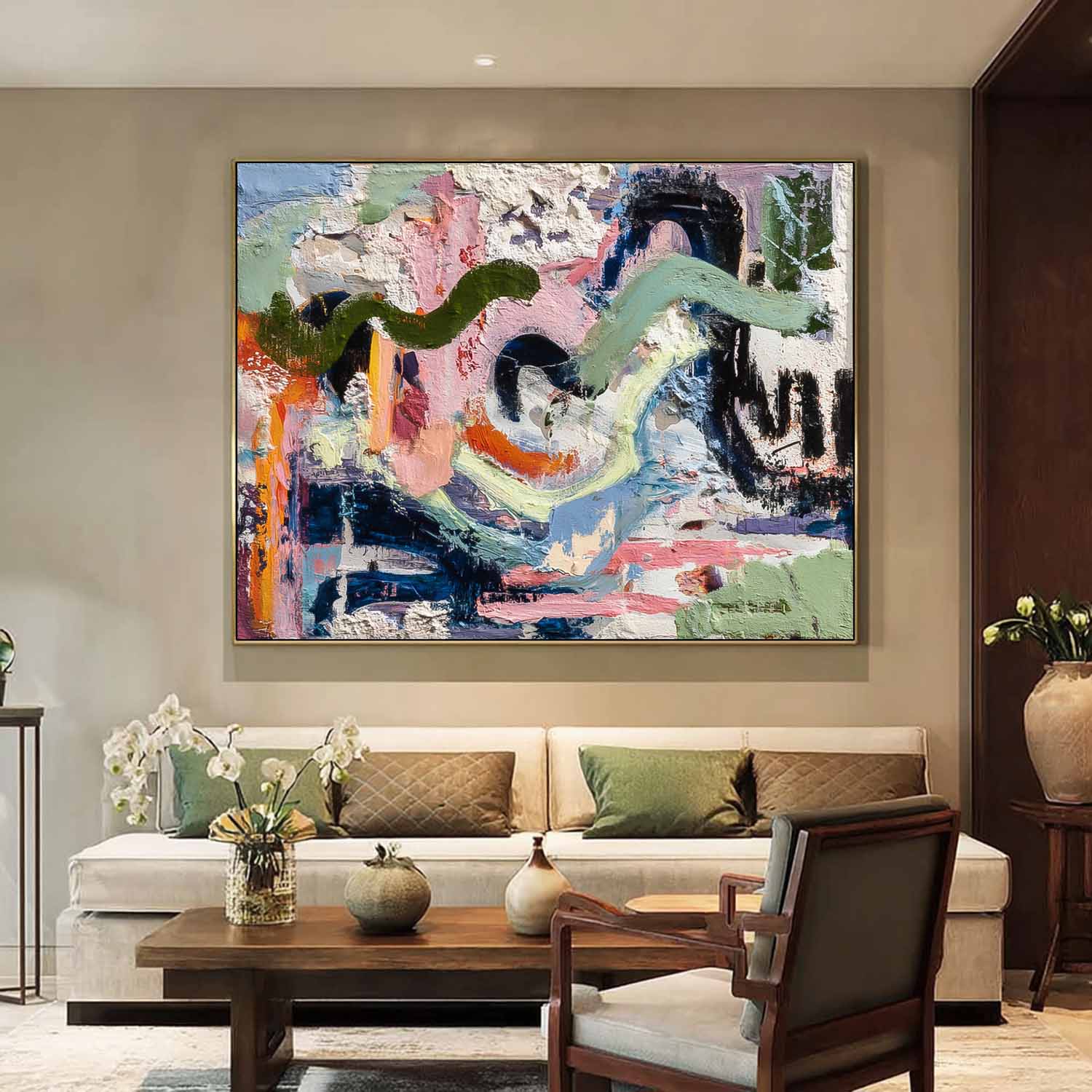 Colorful Irregular Graffiti Artwork Abstract Oil Painting Texture Acrylic painting Original Wall Art
