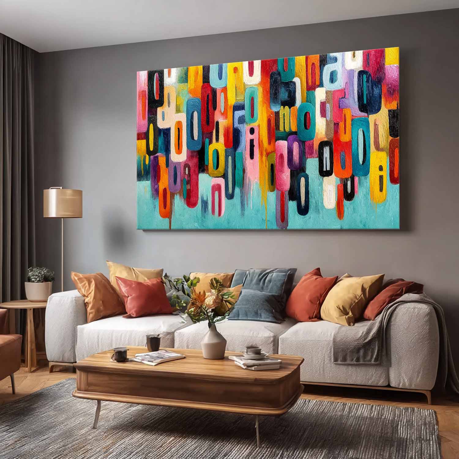 Modern Acrylic Painting Original Graffiti Wall Art Colorful Texture Abstract Oil Painting Home Decor