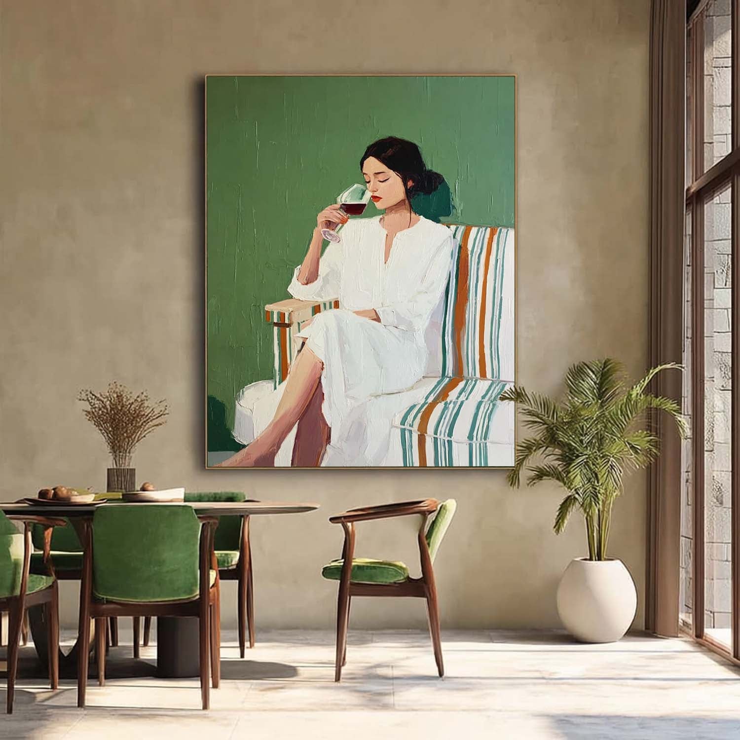 Original Elegant Woman Wall Art Abstract Lady Wearing A Bathrobe Oil Painting Canvas Figure Artwork Framed