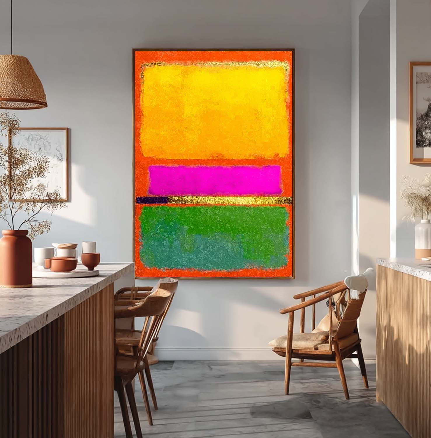 Abstract Multiple Color Splicing Acrylic painting Large Geometry Painting Framed Original Vibrant Wall Art