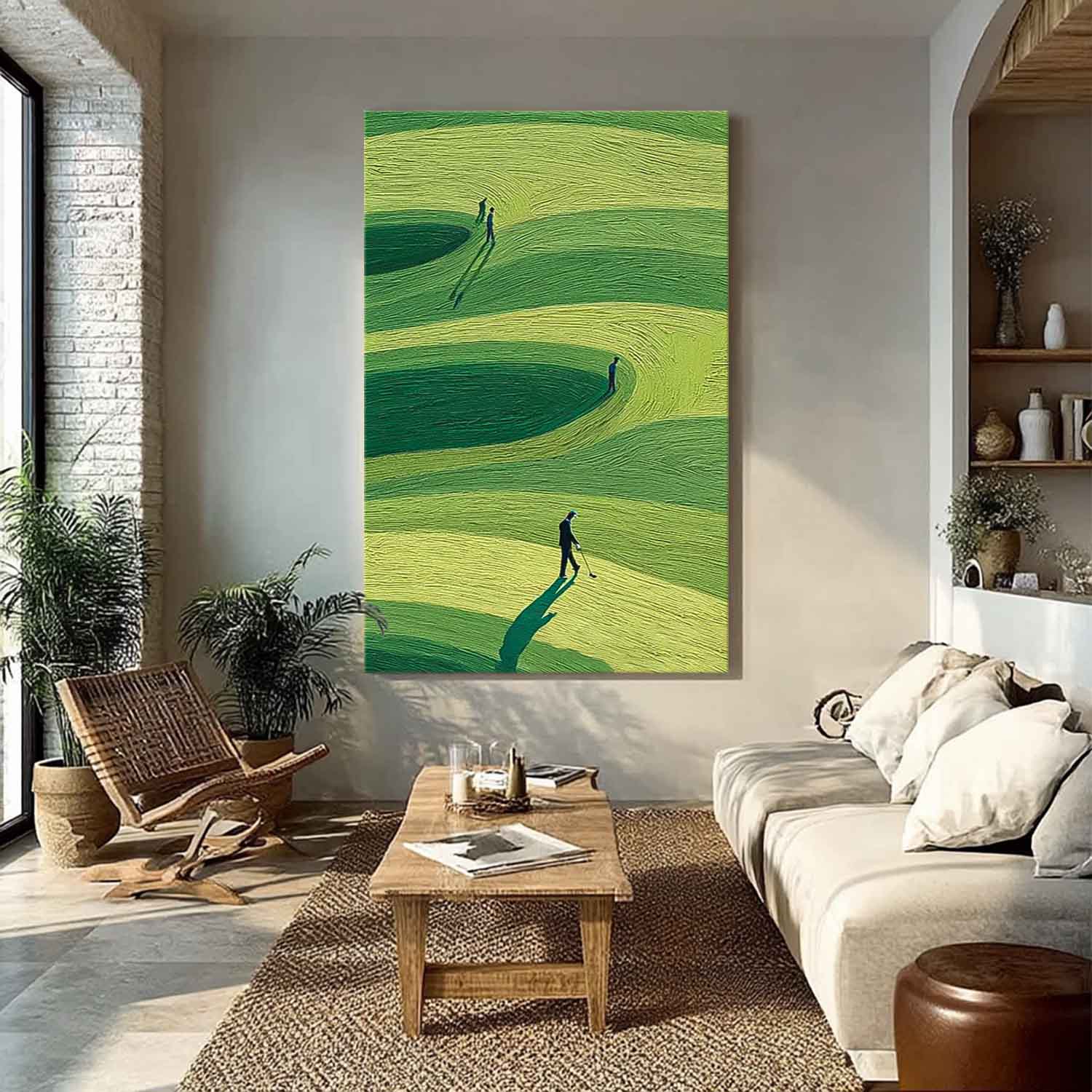 Large Golf Course Green Abstract Painting Textured Wall Art Original Handmade Art Golf Lovers Gifts