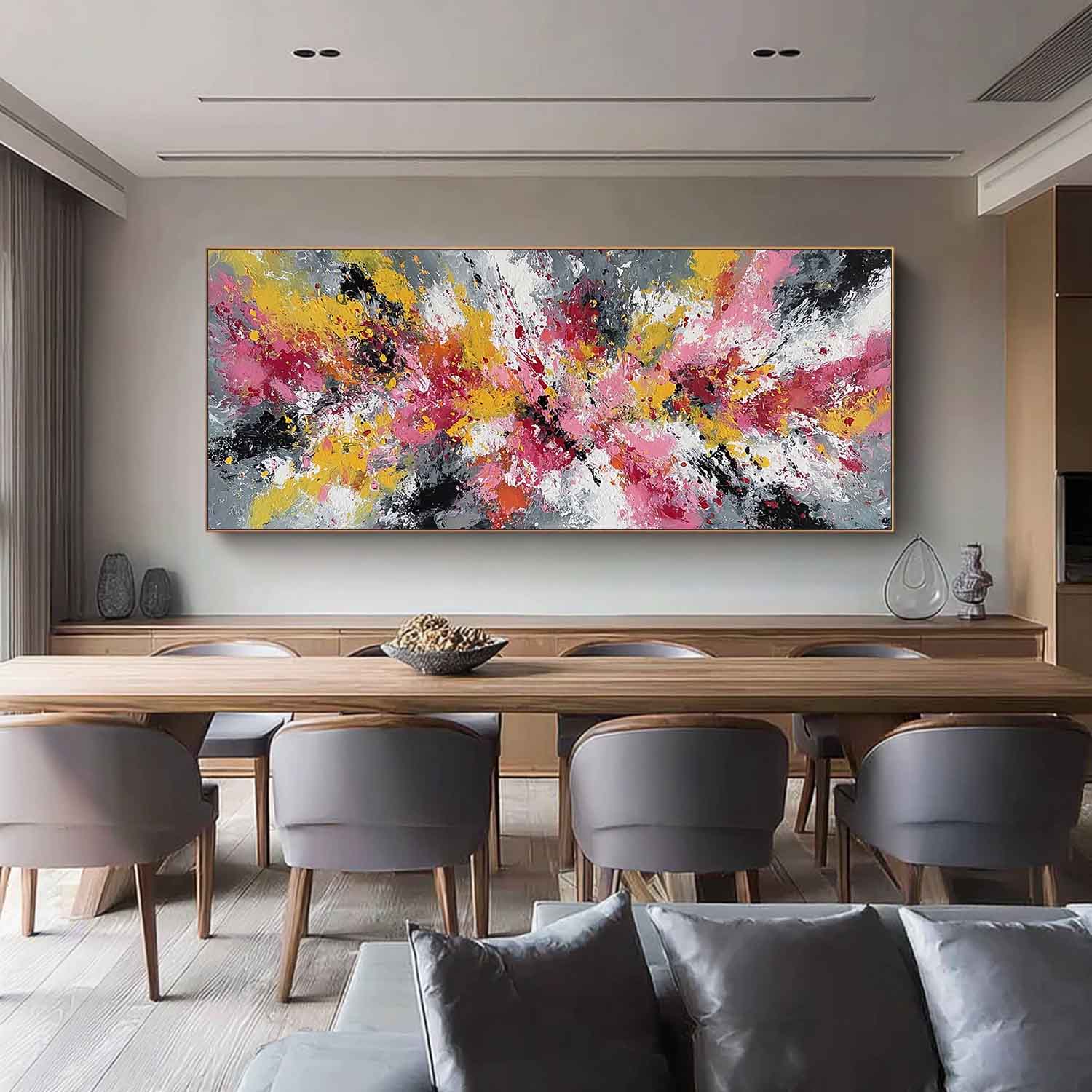 Modern Abstract Canvas Wall Art Vibrant Color Textured Oil Painting Large Contemporary Expressionist Artwork