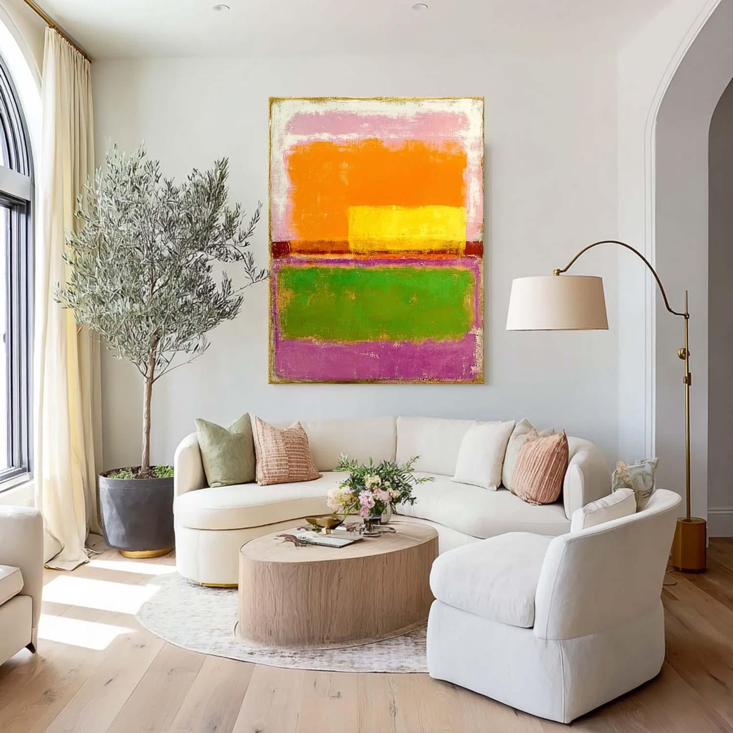 Large Geometry Painting Framed Abstract Multiple Color Splicing Acrylic painting Original Vibrant Wall Art