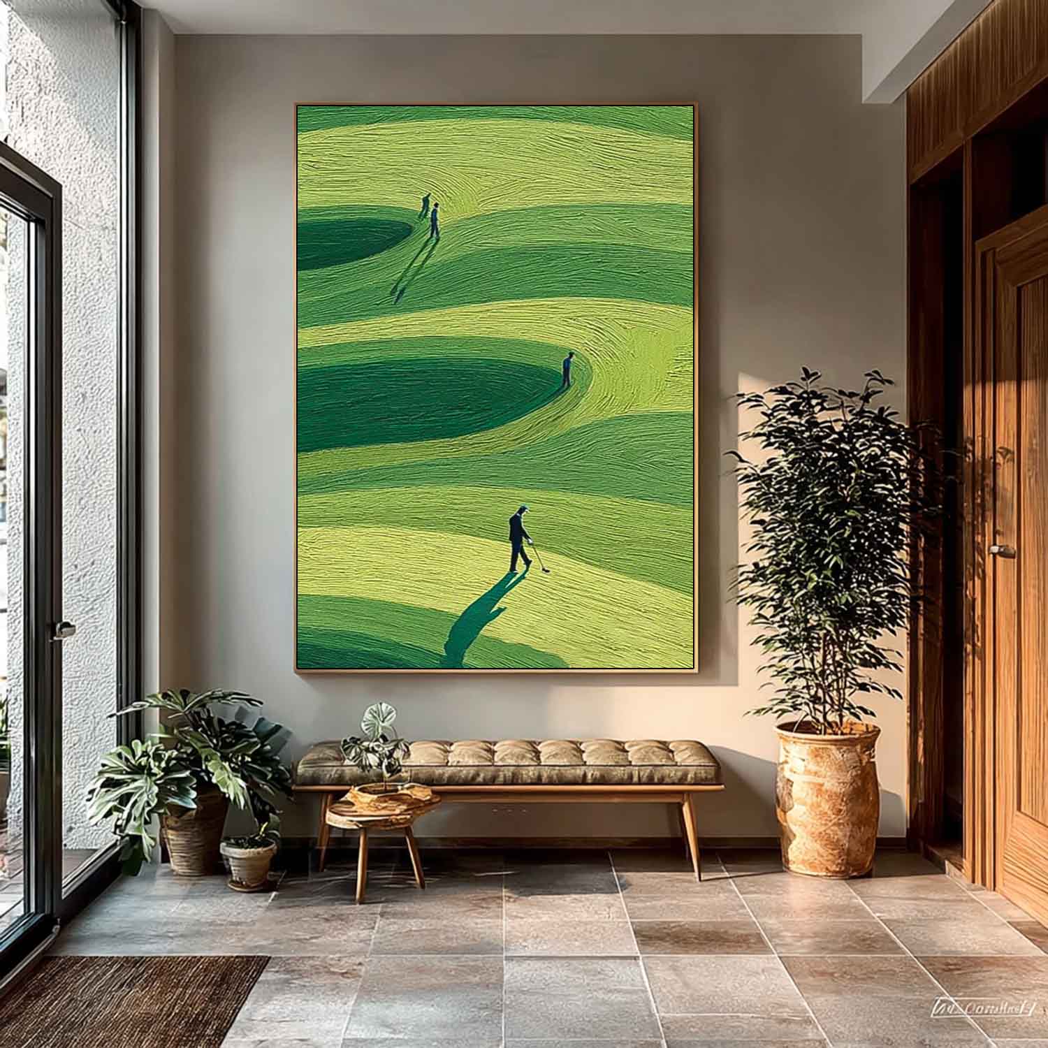 Large Golf Course Green Abstract Painting Textured Wall Art Original Handmade Art Golf Lovers Gifts