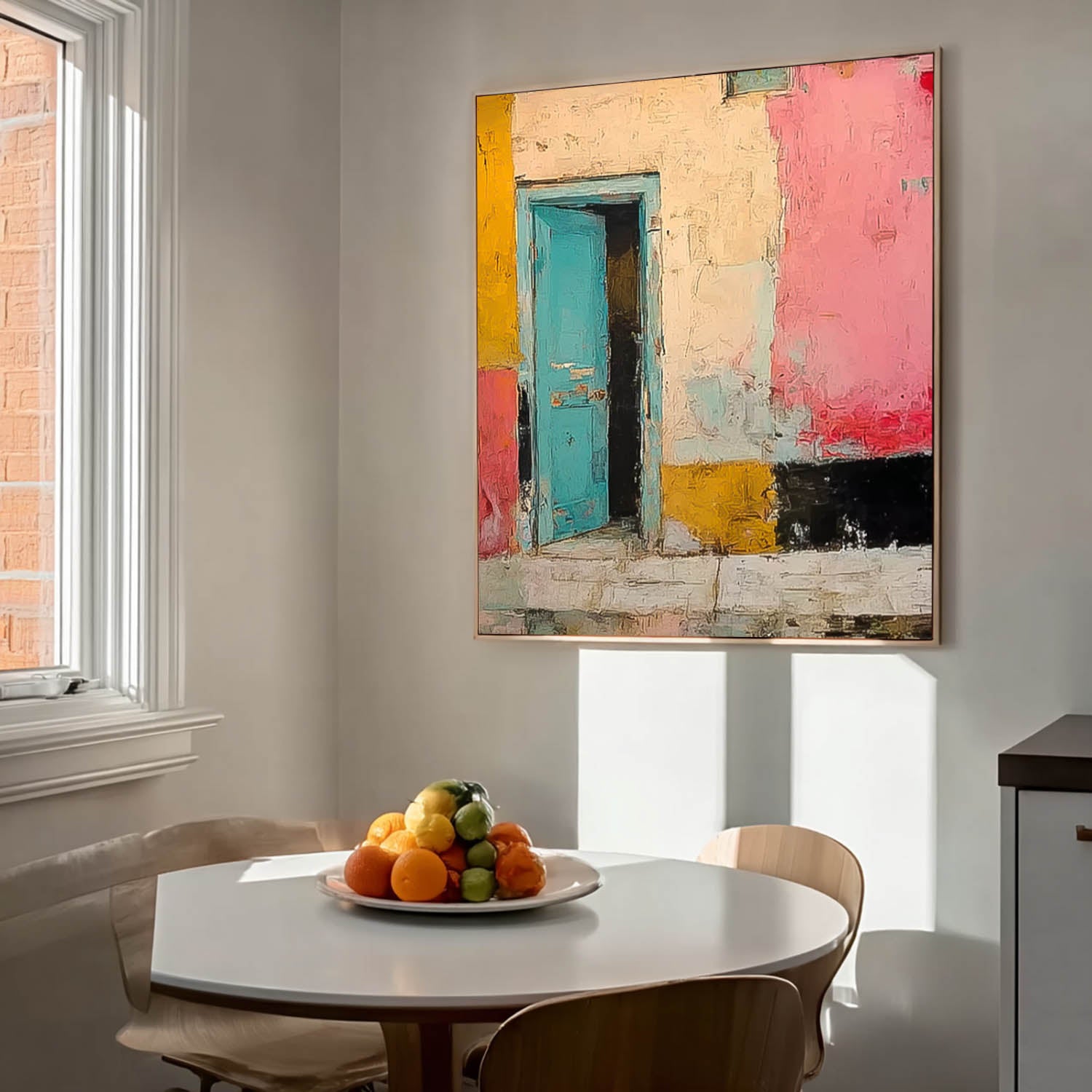 Abstract Acrylic painting Large Architectural Door Painting Framed Original Vibrant Doorway Wall Art