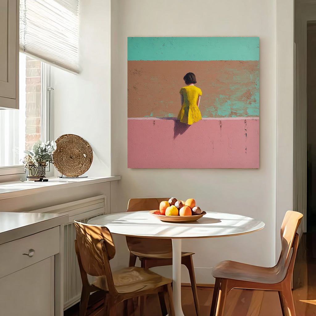Minimalist Girl View Of Back Painting Color Wall Art Abstract Warm atmosphere Art For Living Room