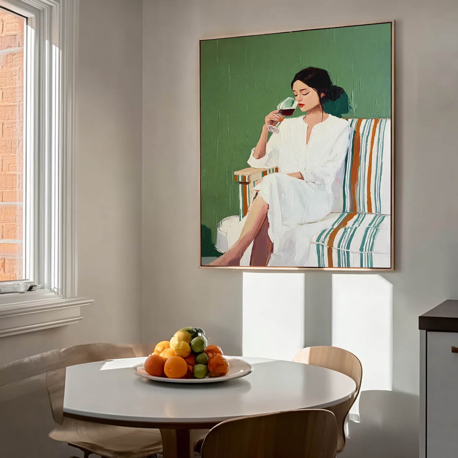 Original Elegant Woman Wall Art Abstract Lady Wearing A Bathrobe Oil Painting Canvas Figure Artwork Framed
