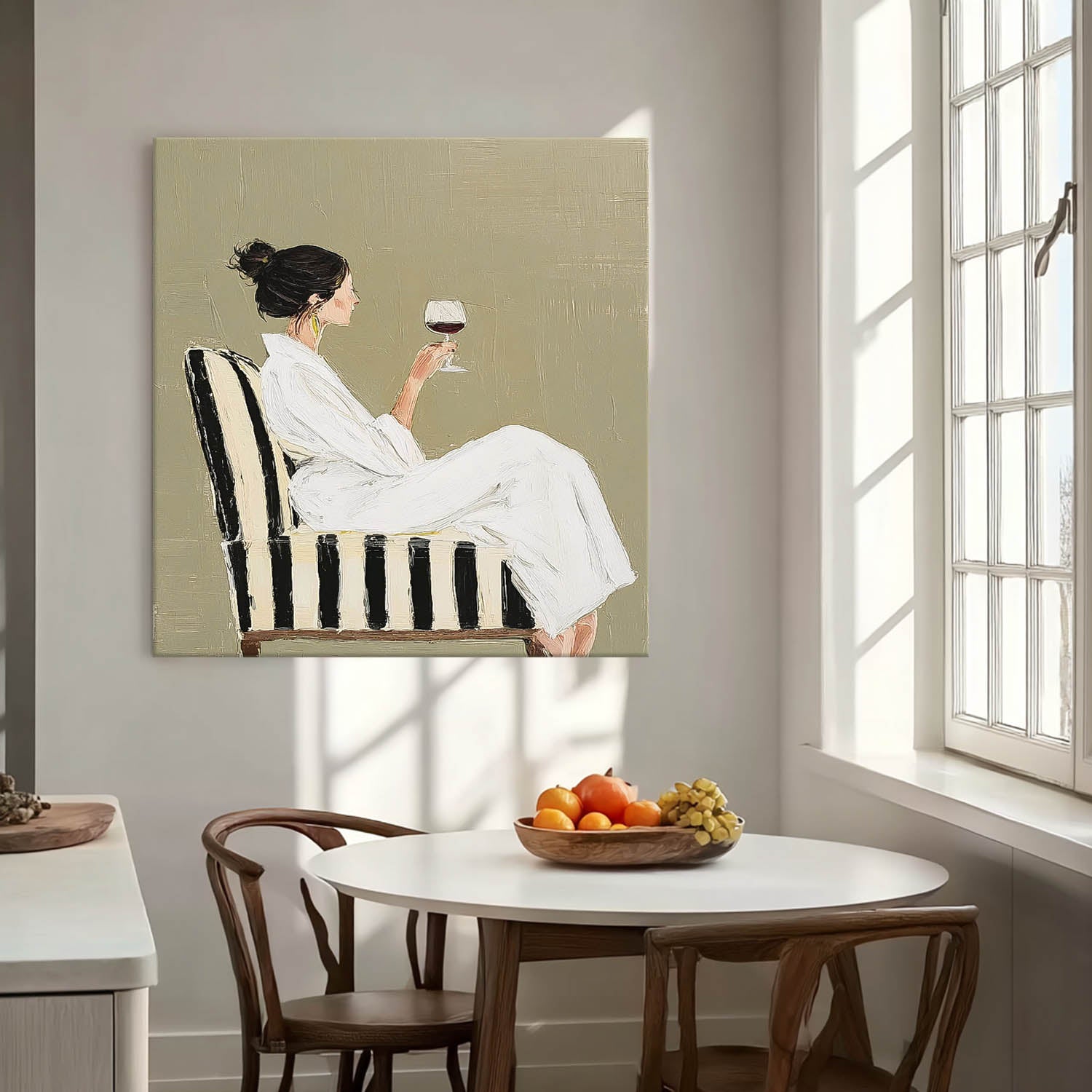 Square Abstract Lady Wearing A Bathrobe Painting Canvas Figure Artwork Original Elegant Woman Wall Art