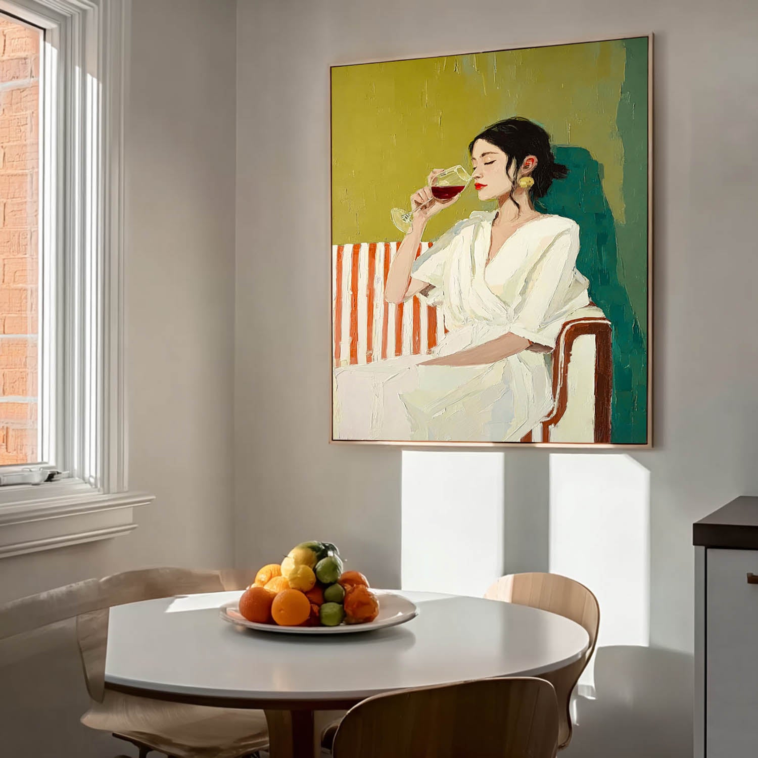Figure Artwork Framed Original Elegant Woman Wall Art Abstract Lady Wearing A Bathrobe Oil Painting Canvas