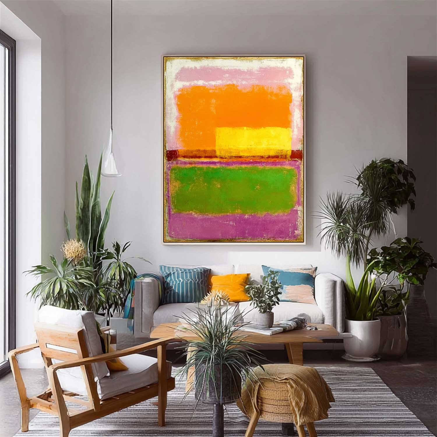 Large Geometry Painting Framed Abstract Multiple Color Splicing Acrylic painting Original Vibrant Wall Art