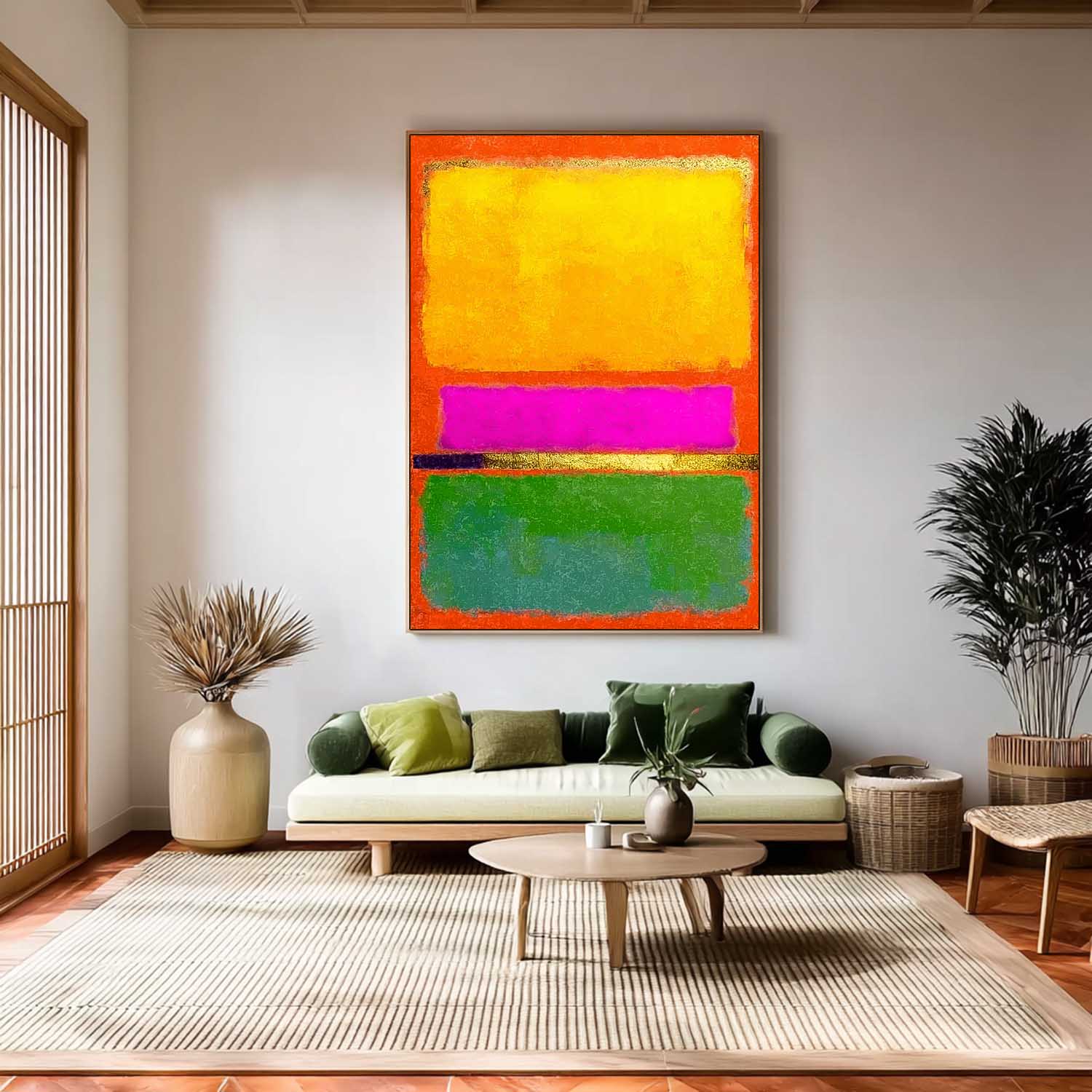 Abstract Multiple Color Splicing Acrylic painting Large Geometry Painting Framed Original Vibrant Wall Art