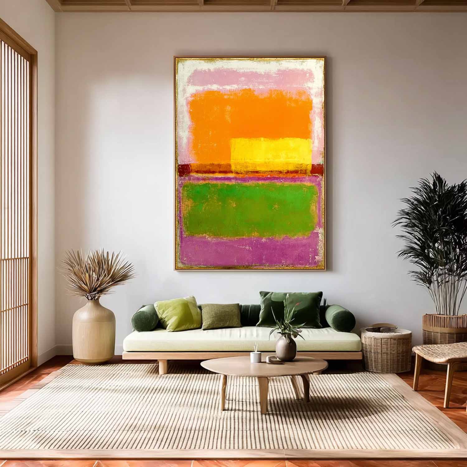 Large Geometry Painting Framed Abstract Multiple Color Splicing Acrylic painting Original Vibrant Wall Art