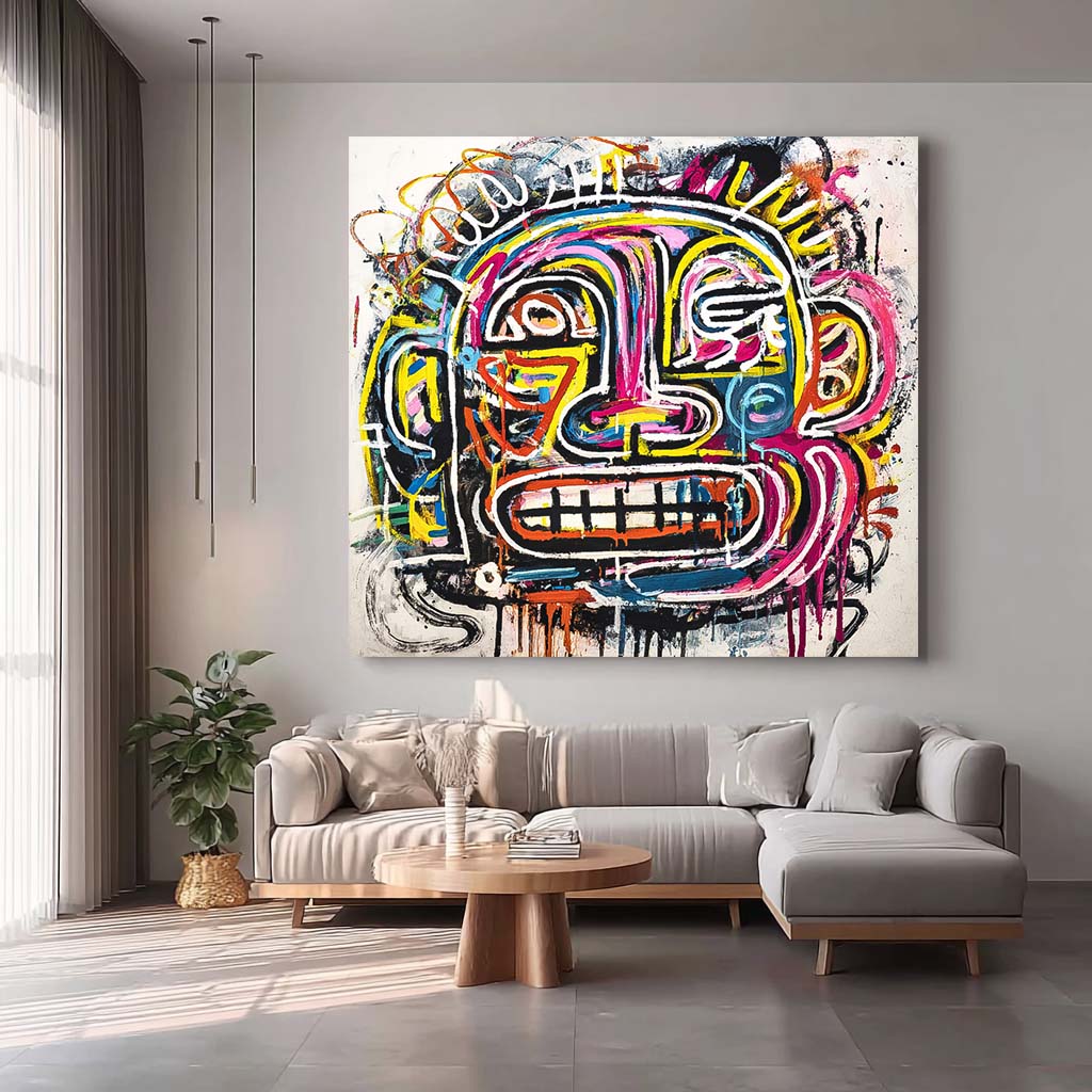 Original Colorful Face Painting Large Graffiti Face Wall Art Abstract Portrait Oil Painting On Canvas