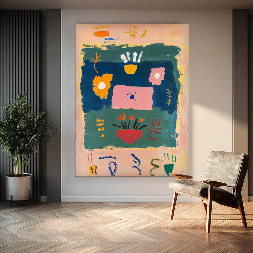 Abstract Large Wall Art Original Graffiti Symbol Eements Color Painting Texture Acrylic painting Fashion Art