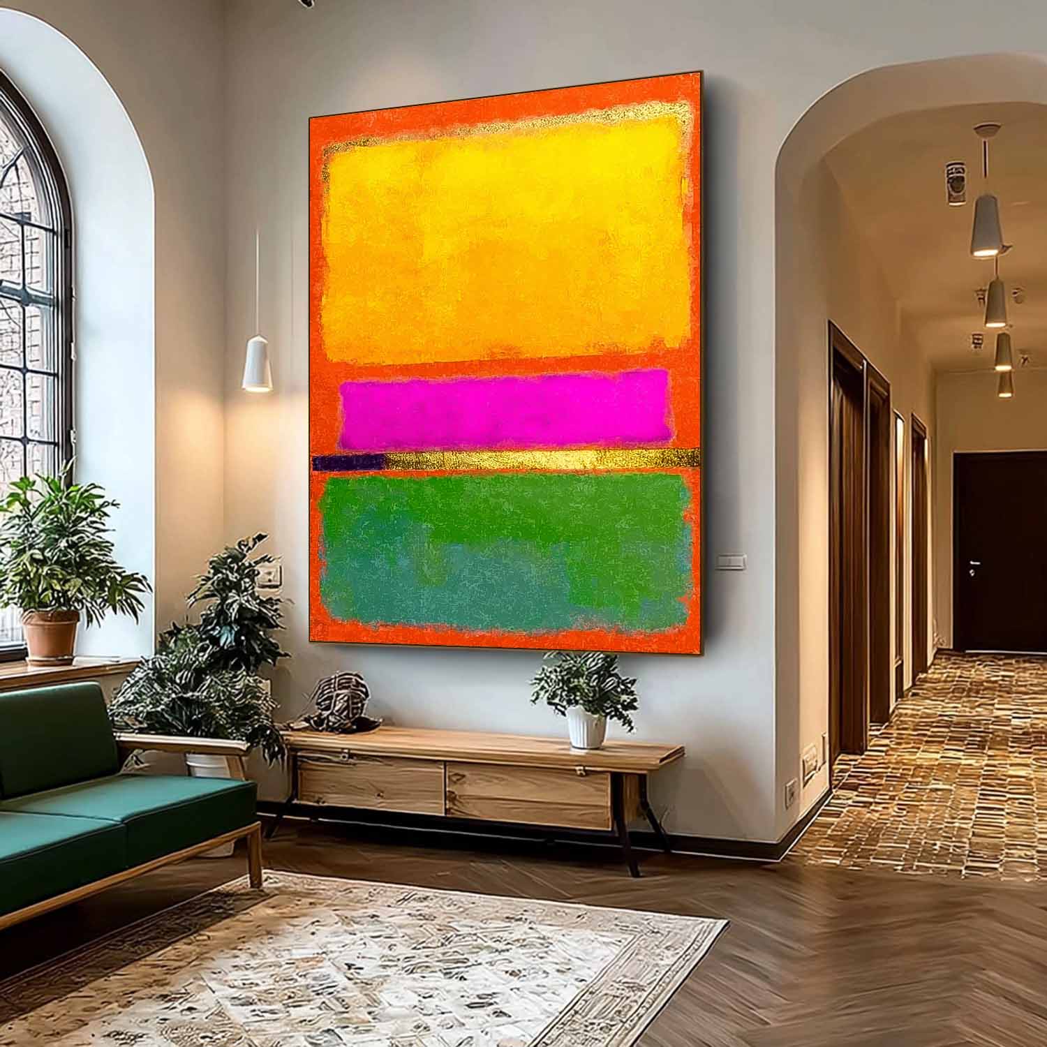 Abstract Multiple Color Splicing Acrylic painting Large Geometry Painting Framed Original Vibrant Wall Art