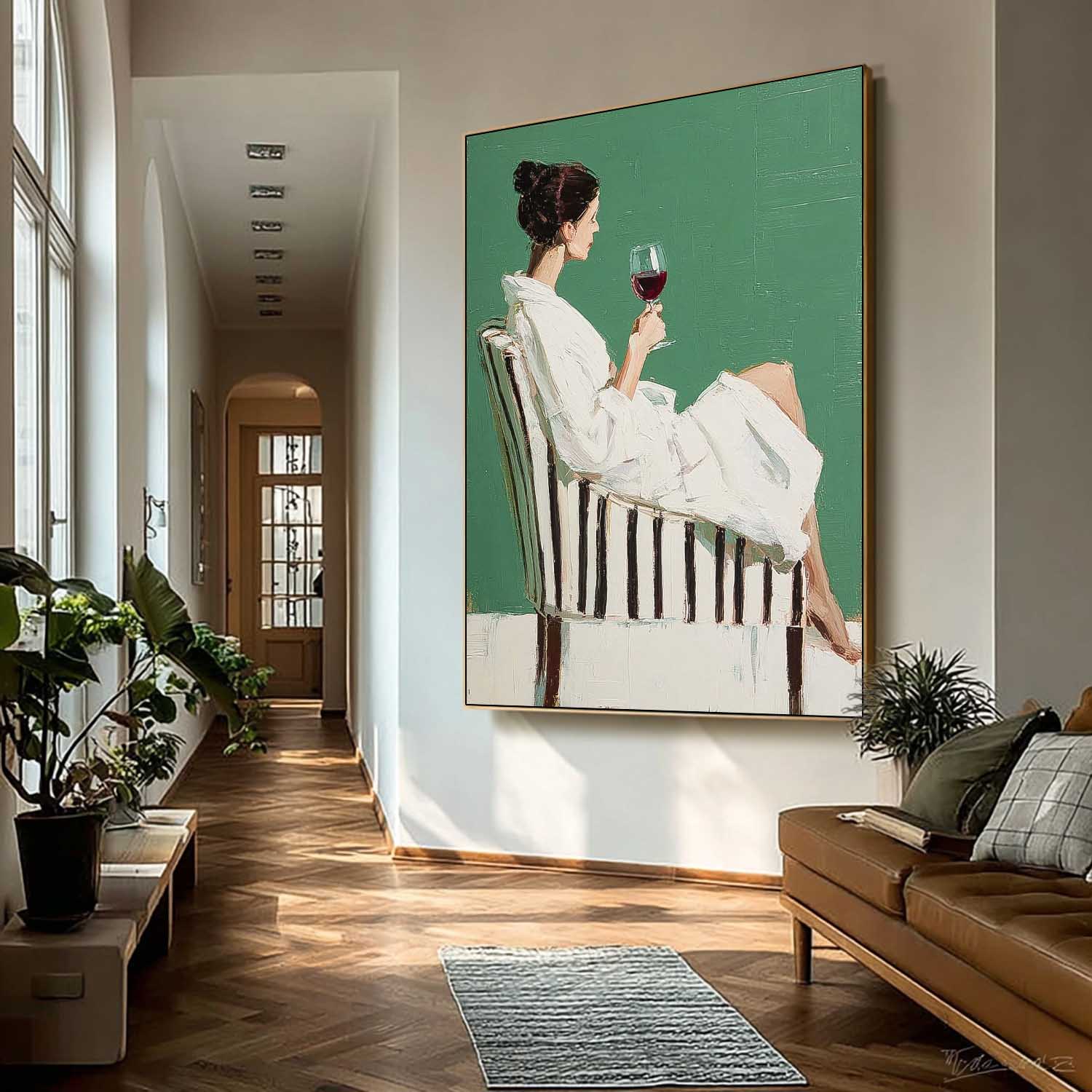 Original Beautiful Woman Wall Art Abstract Lady Wearing A Bathrobe Oil Painting Canvas Figure Artwork