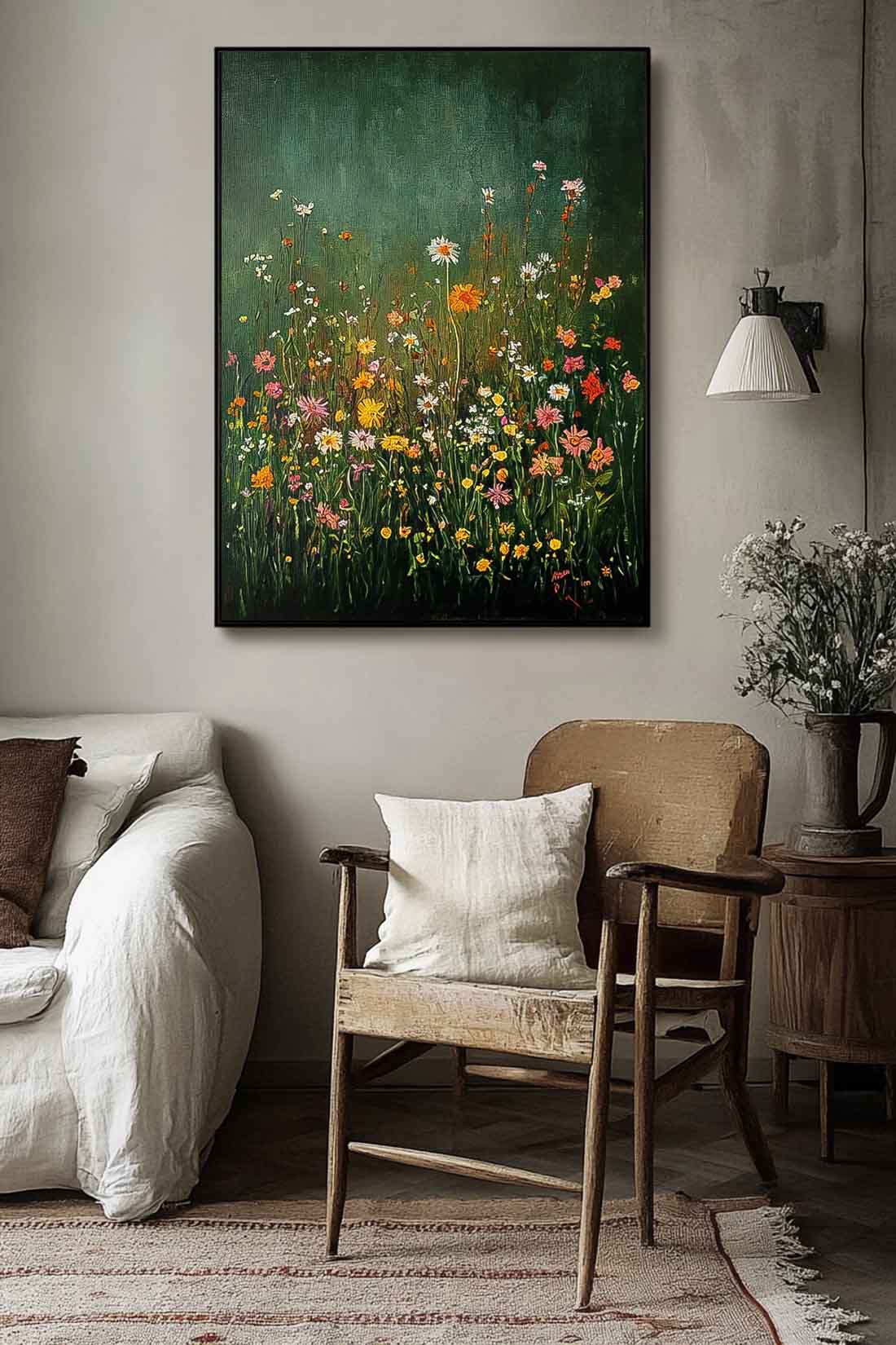Beautiful colorful Flowers Artwork Big Original Texture Abstract Flower Oil Painting On Canvas Framed
