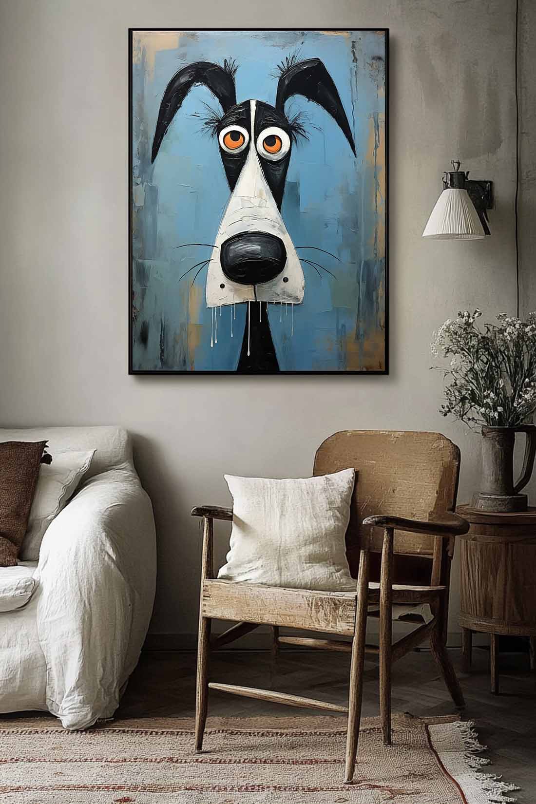 Large Puppy Artwork Abstract Lovely Dog Acrylic Painting Impressionism Animal Oil Painting Home Decor