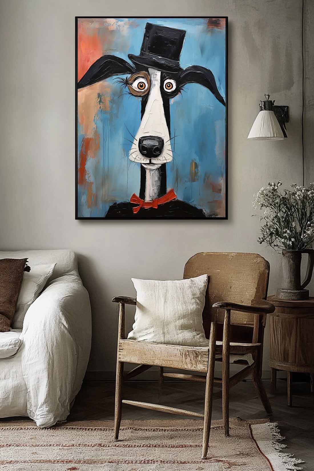 Abstract Lovely Dog Acrylic Painting Large Puppy Artwork Impressionism Animal Oil Painting Home Decor