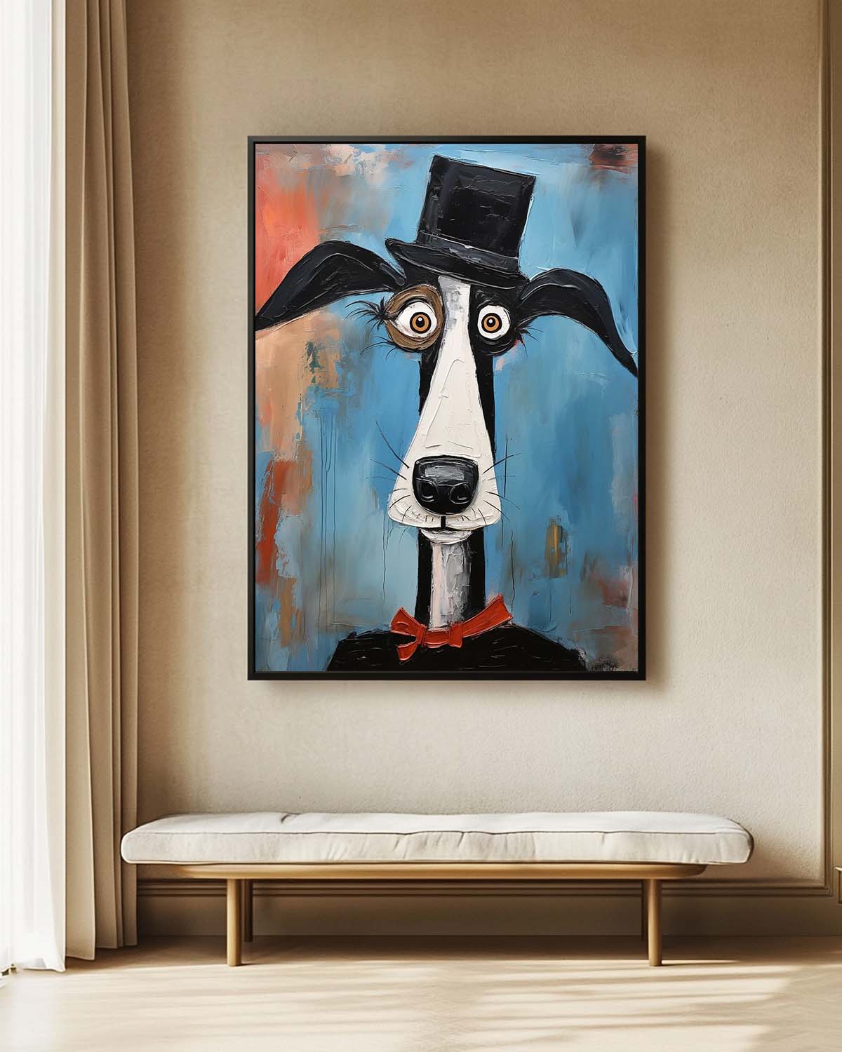 Abstract Lovely Dog Acrylic Painting Large Puppy Artwork Impressionism Animal Oil Painting Home Decor