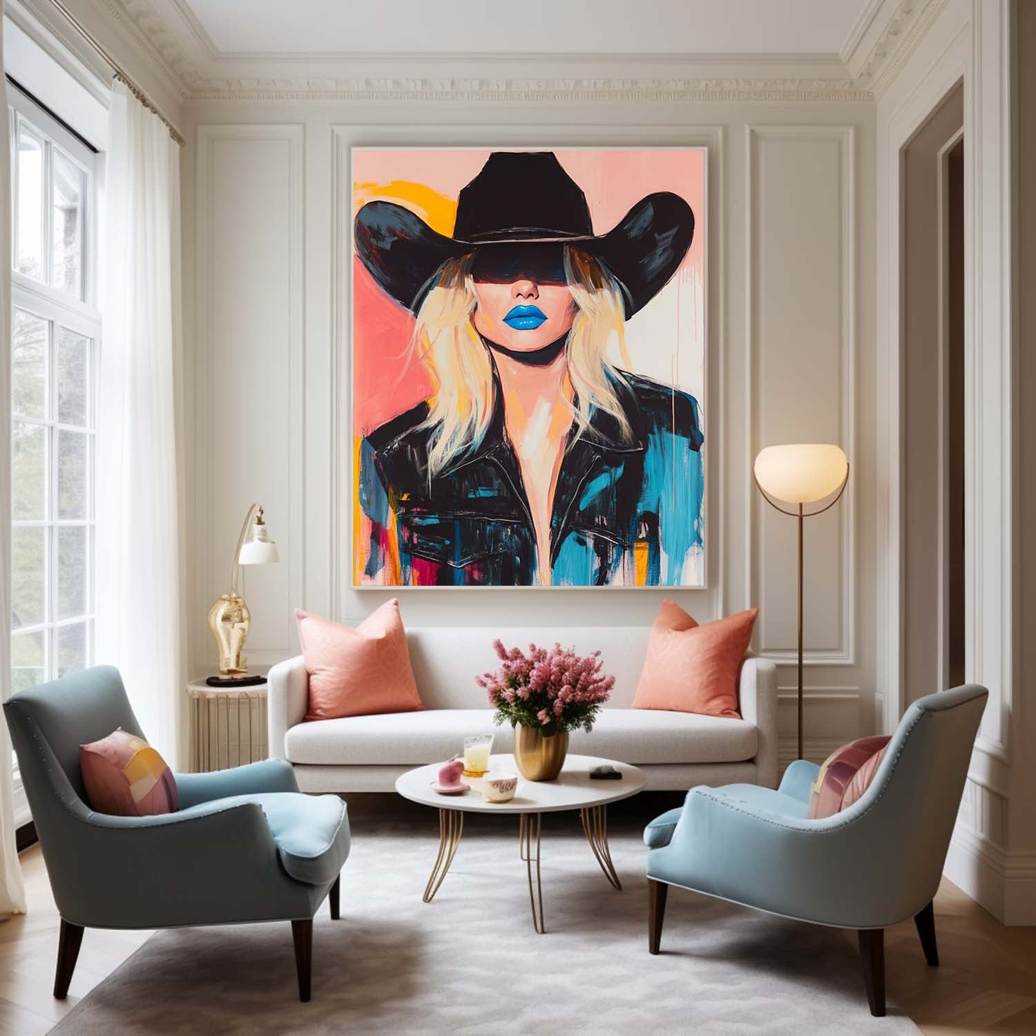 Beautiful Woman Wall Art painting Fashion Lady Abstract Painting Large Portrait Artwork Home Decor