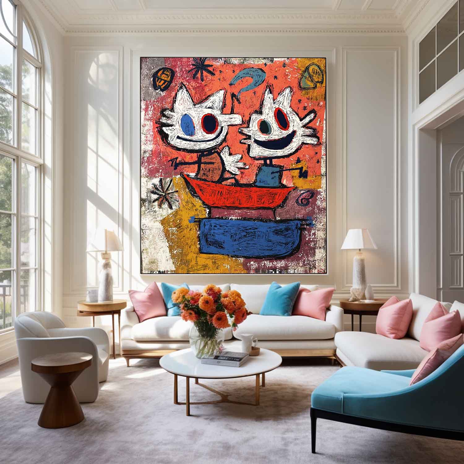 Original Features Artwork Abstract Lovely Characters Painting Canvas Large Graffiti Cartoon Figure Wall Art
