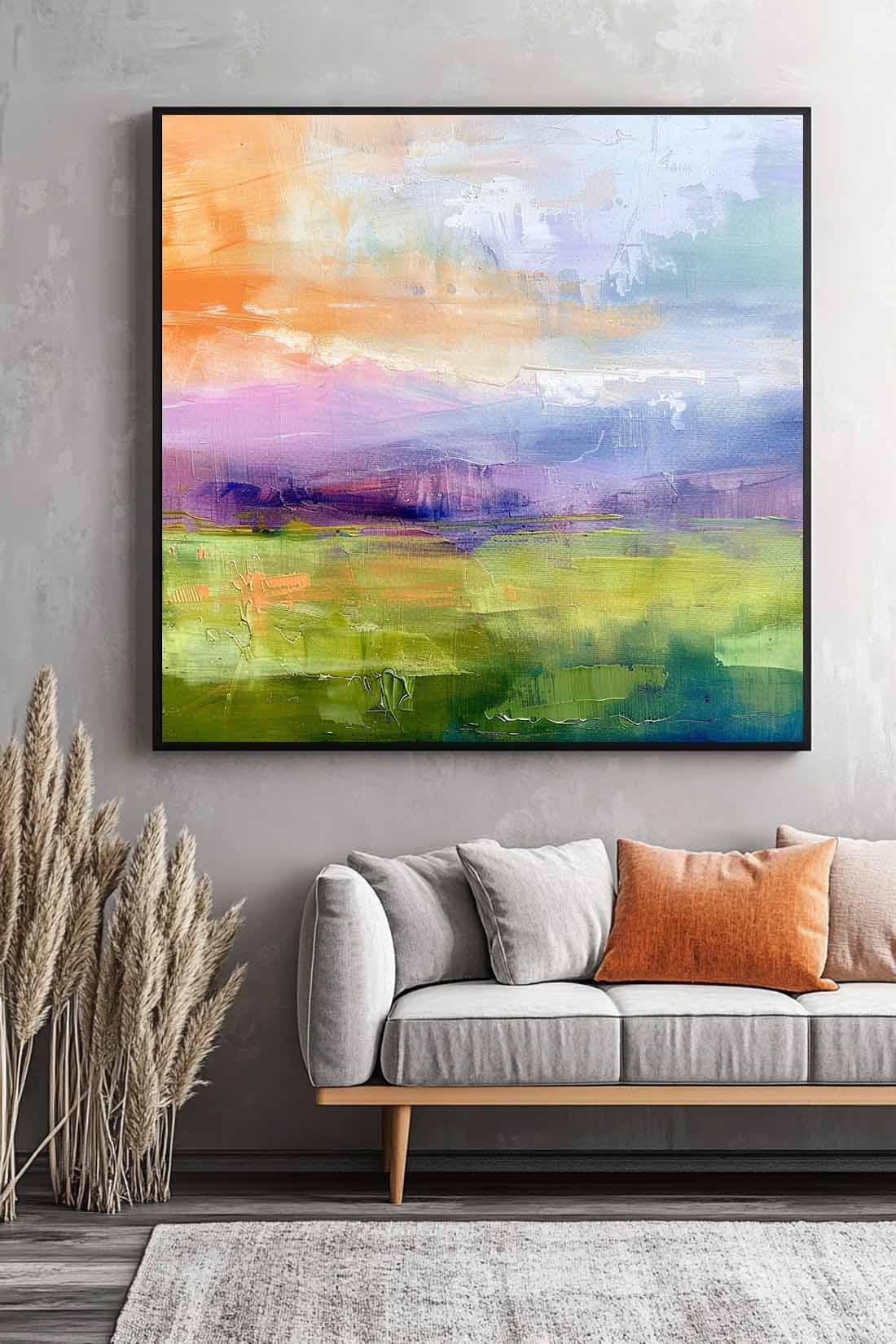 Ink Style Texture Painting Abstract Landscape Oil Painting Modern Colorful Dreamscape Sunrise Natural Artwork