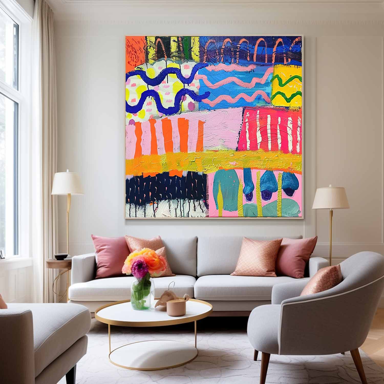 Modern Textured Artwork Colorful Original Hand-painted Canvas Wall Art Large Graffiti Abstract Oil Painting