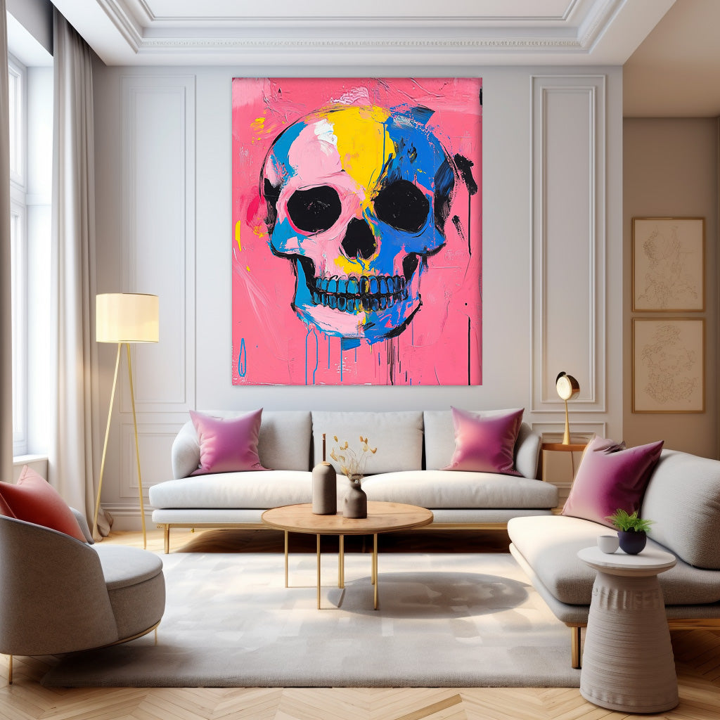 Colorful Original Head Abstract Wall Large Acrylic Painting Lovely Skeleton Painting Art Unique Home Decor